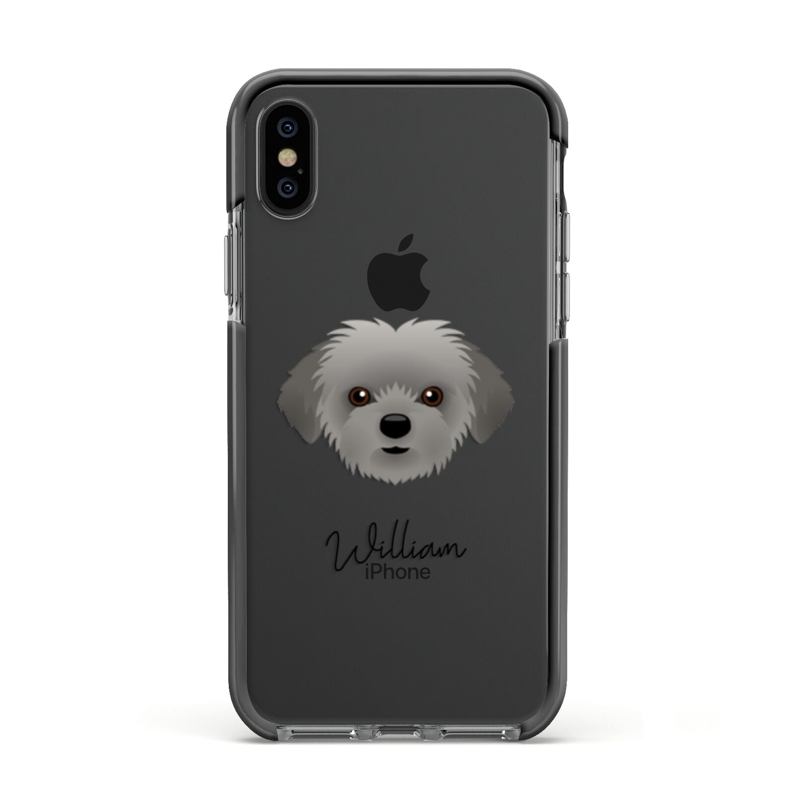 Shorkie Personalised Apple iPhone Xs Impact Case Black Edge on Black Phone