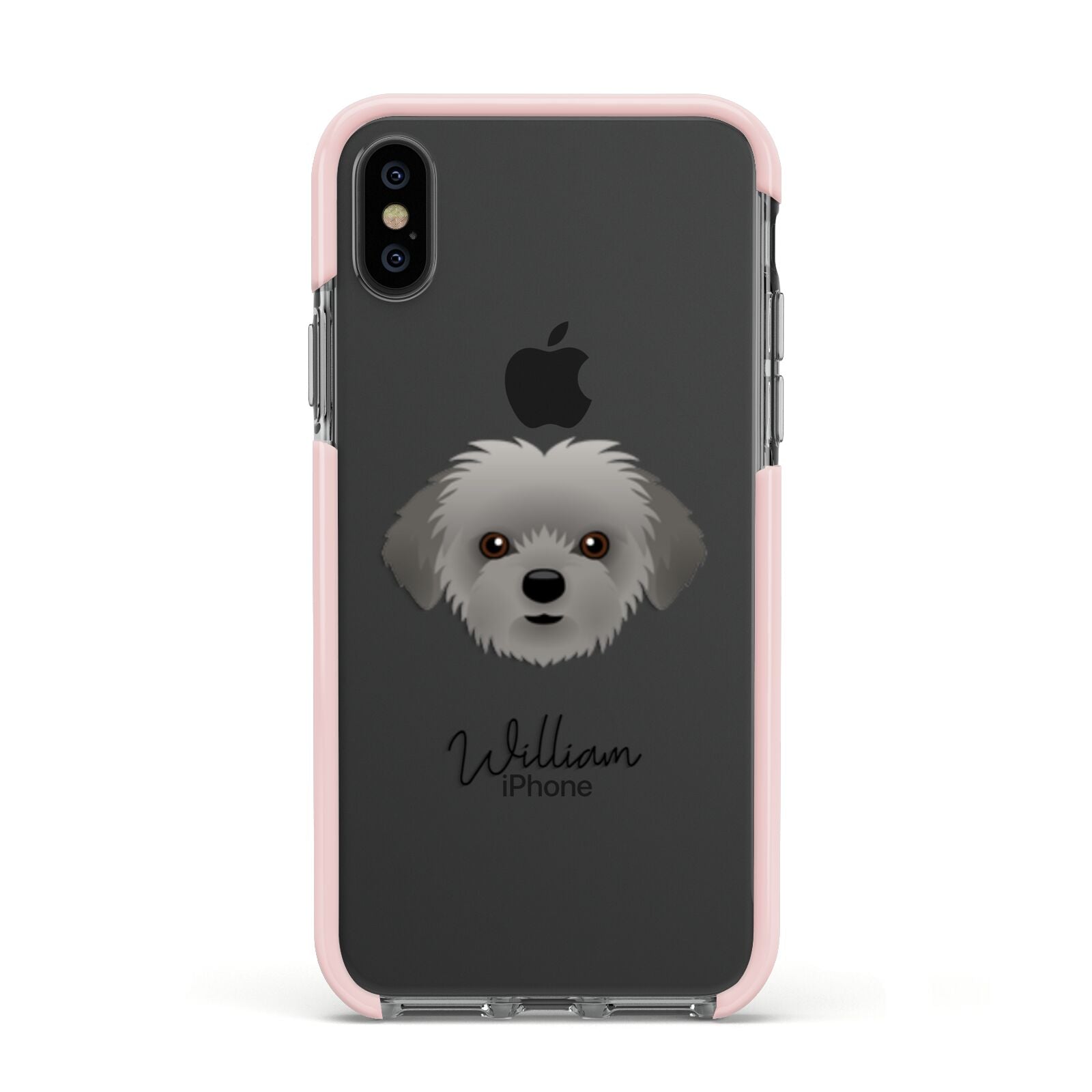 Shorkie Personalised Apple iPhone Xs Impact Case Pink Edge on Black Phone