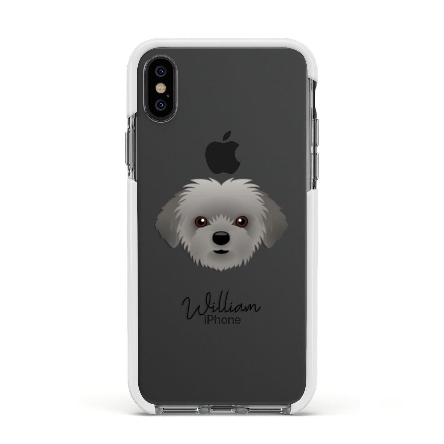 Shorkie Personalised Apple iPhone Xs Impact Case White Edge on Black Phone