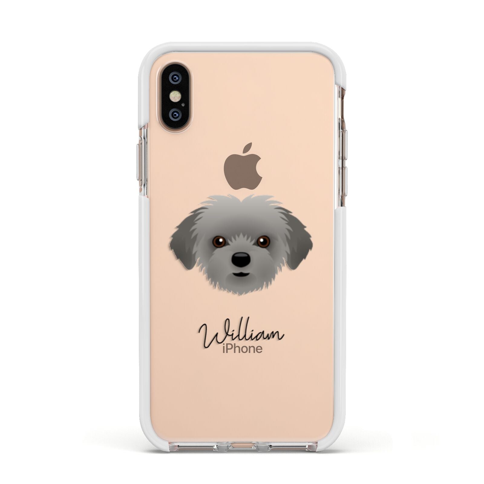 Shorkie Personalised Apple iPhone Xs Impact Case White Edge on Gold Phone