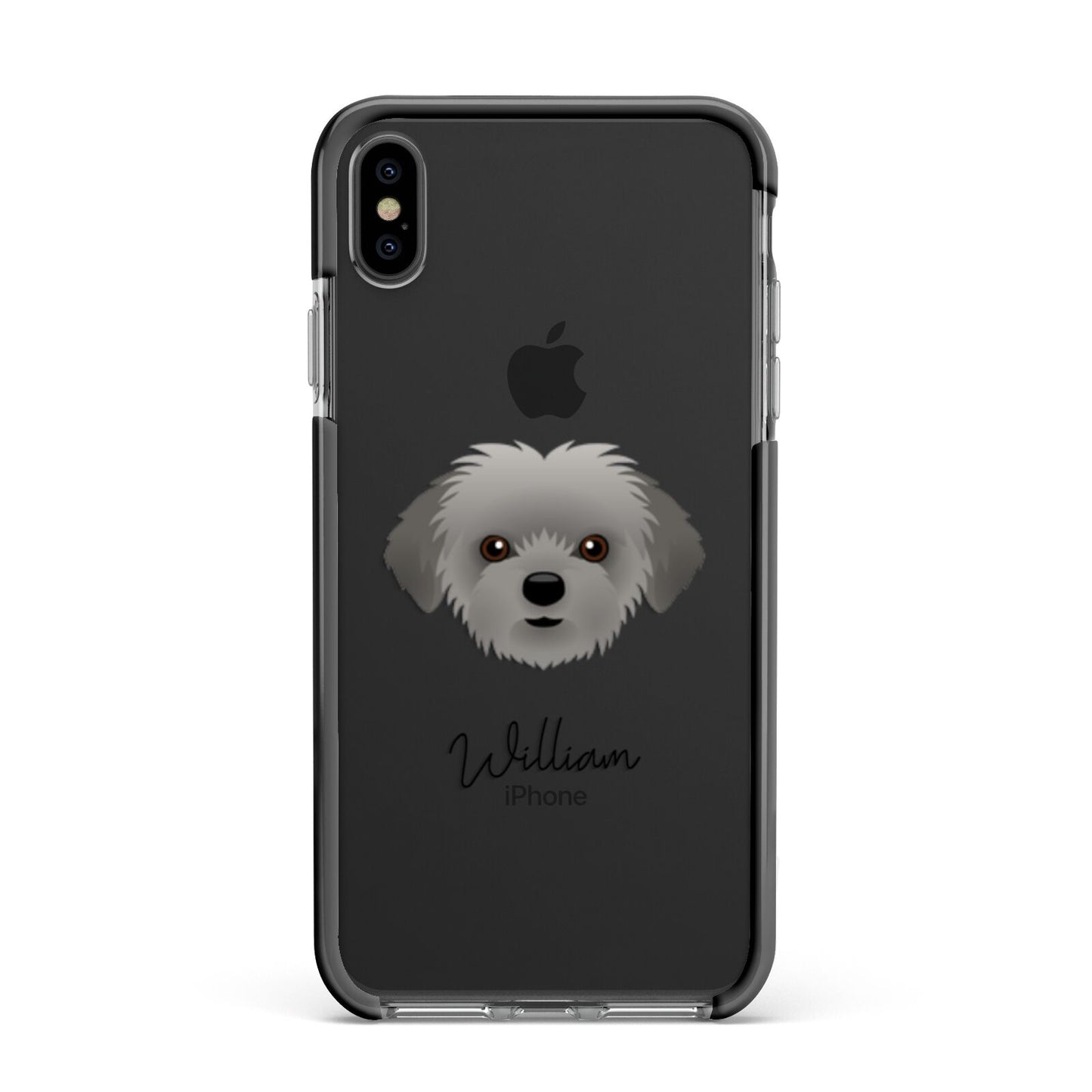 Shorkie Personalised Apple iPhone Xs Max Impact Case Black Edge on Black Phone