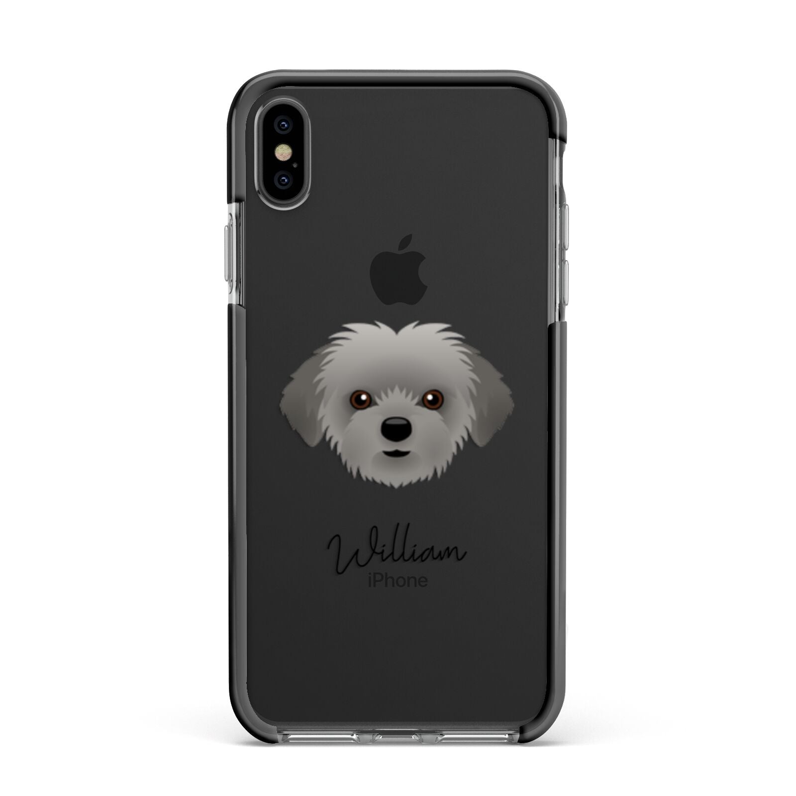 Shorkie Personalised Apple iPhone Xs Max Impact Case Black Edge on Black Phone