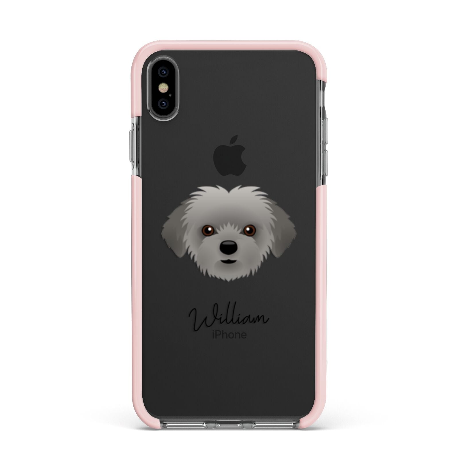 Shorkie Personalised Apple iPhone Xs Max Impact Case Pink Edge on Black Phone