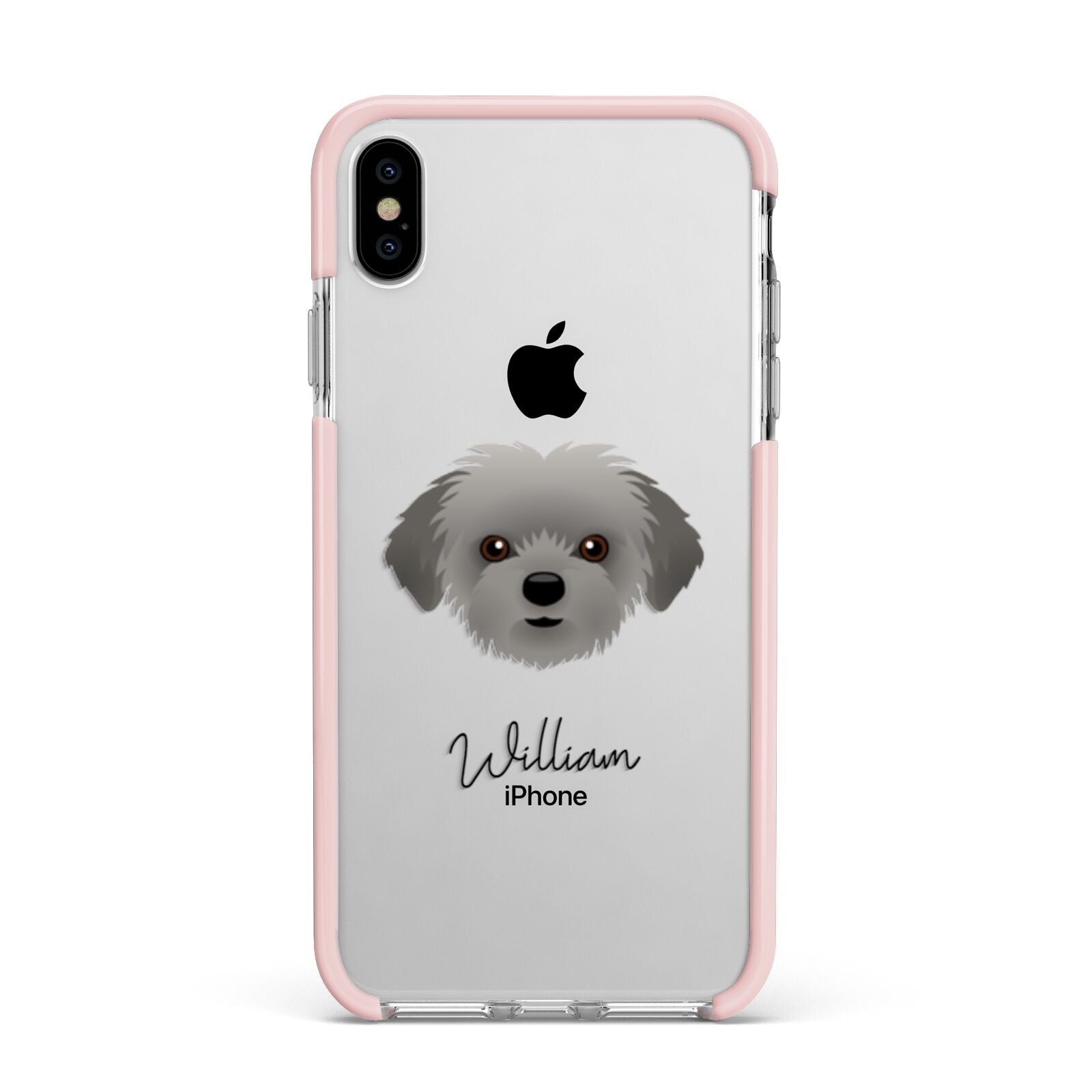 Shorkie Personalised Apple iPhone Xs Max Impact Case Pink Edge on Silver Phone