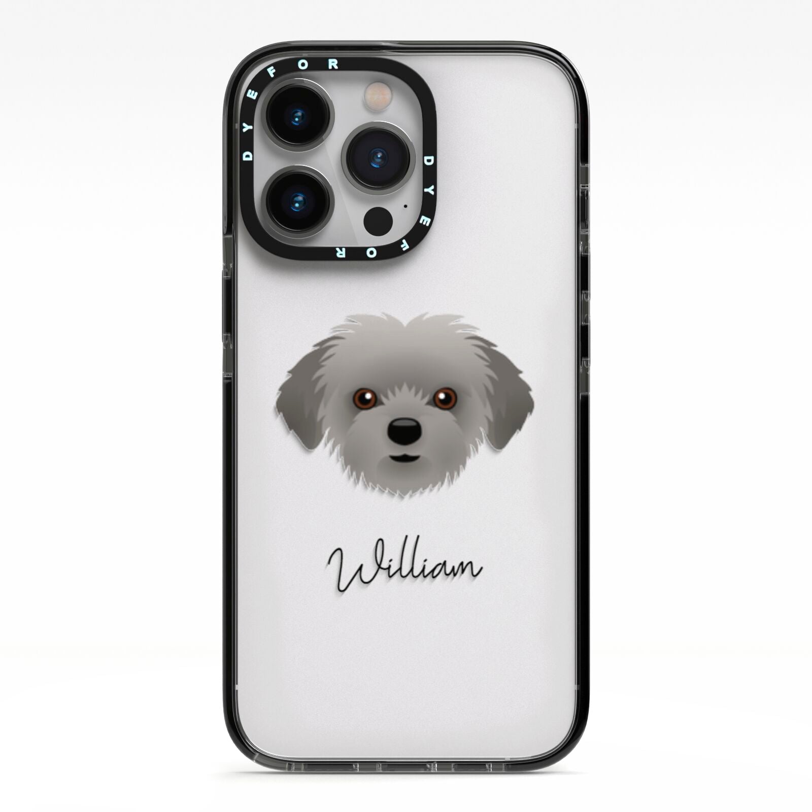 Shorkie Personalised iPhone 13 Pro Black Impact Case on Silver phone