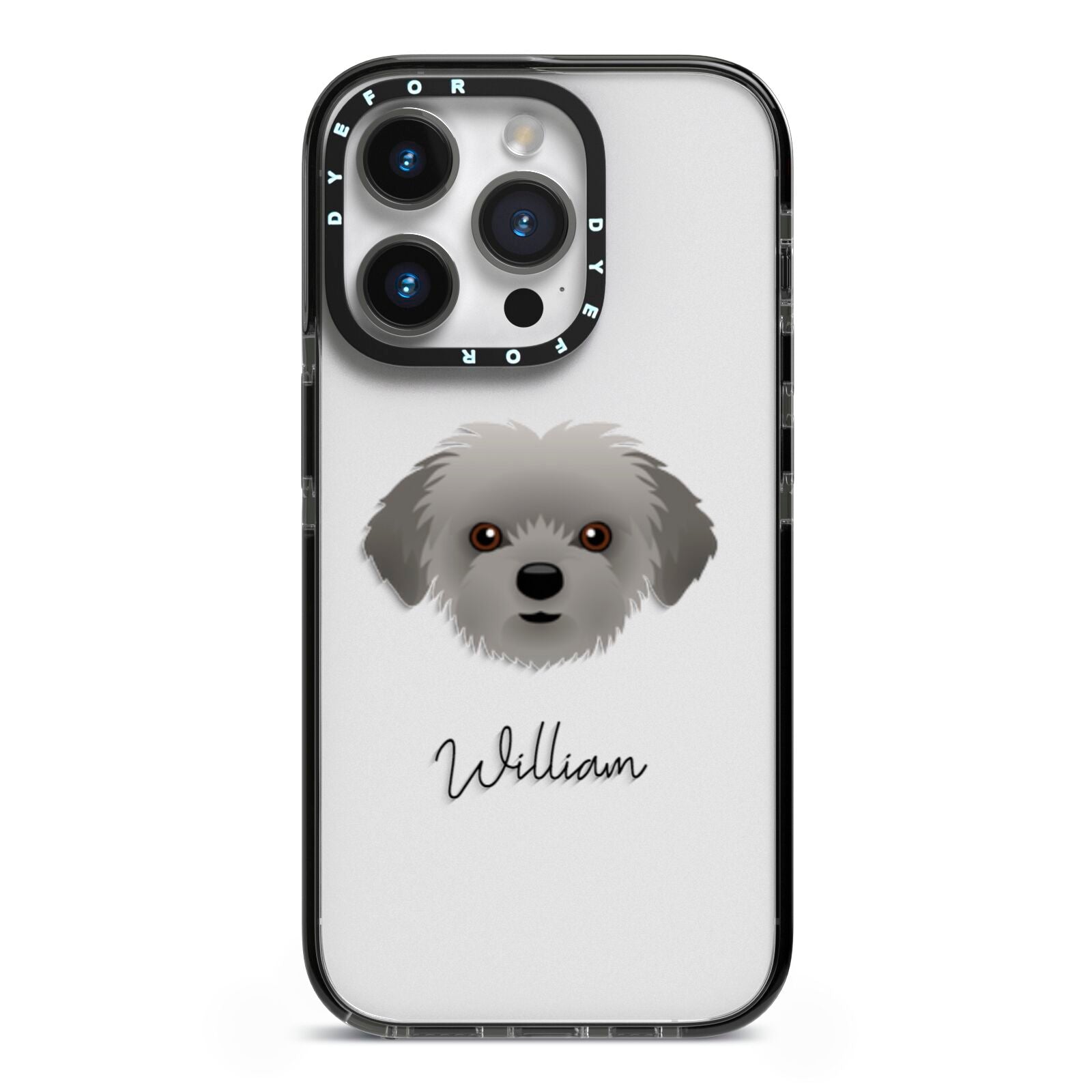 Shorkie Personalised iPhone 14 Pro Black Impact Case on Silver phone