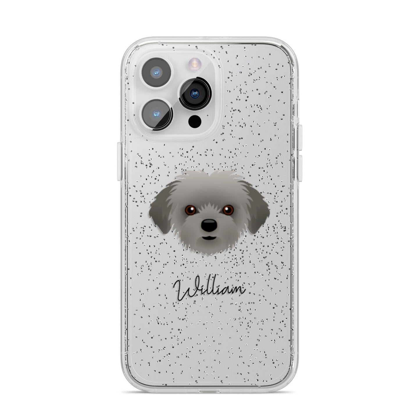 Shorkie Personalised iPhone 14 Pro Max Glitter Tough Case Silver