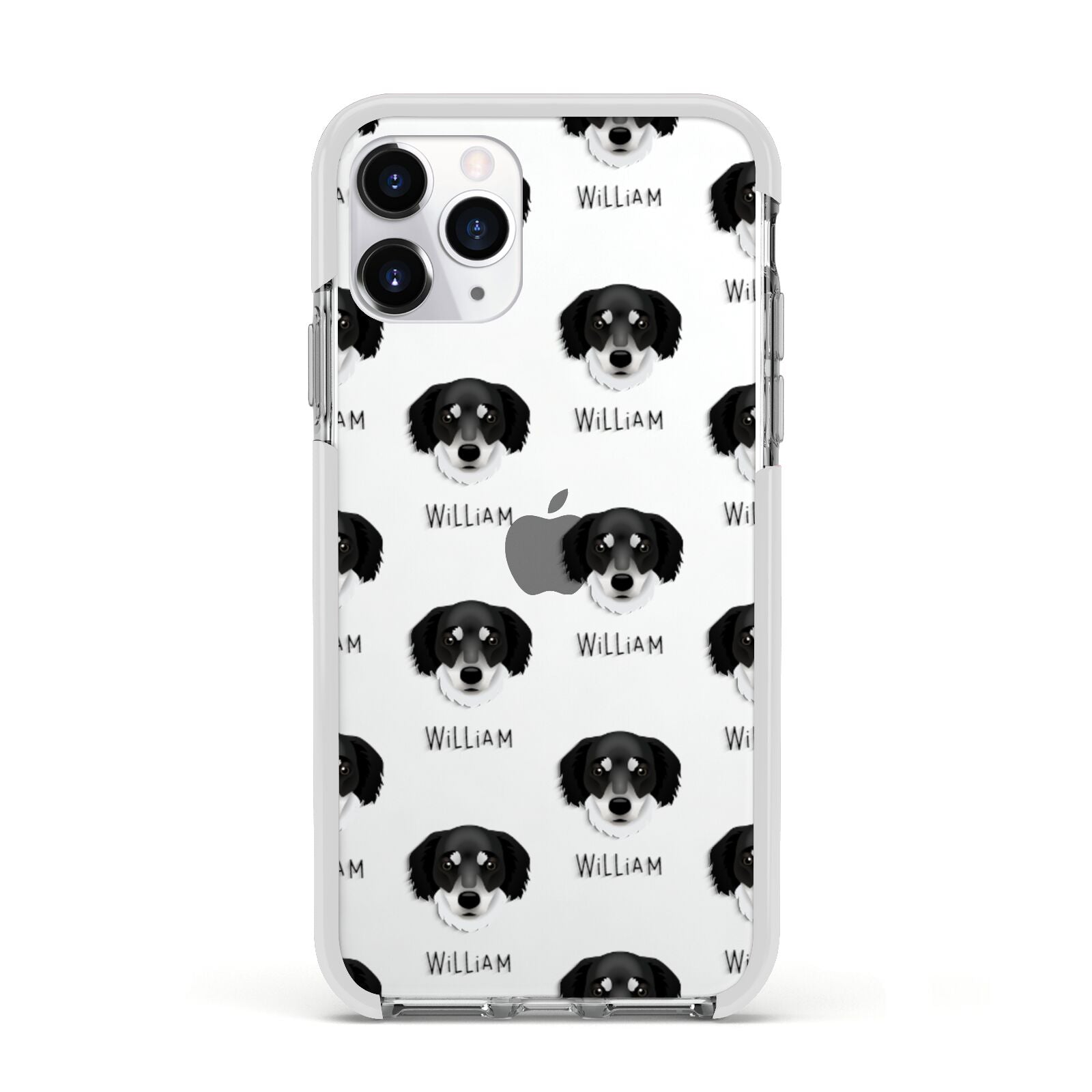 Siberian Cocker Icon with Name Apple iPhone 11 Pro in Silver with White Impact Case