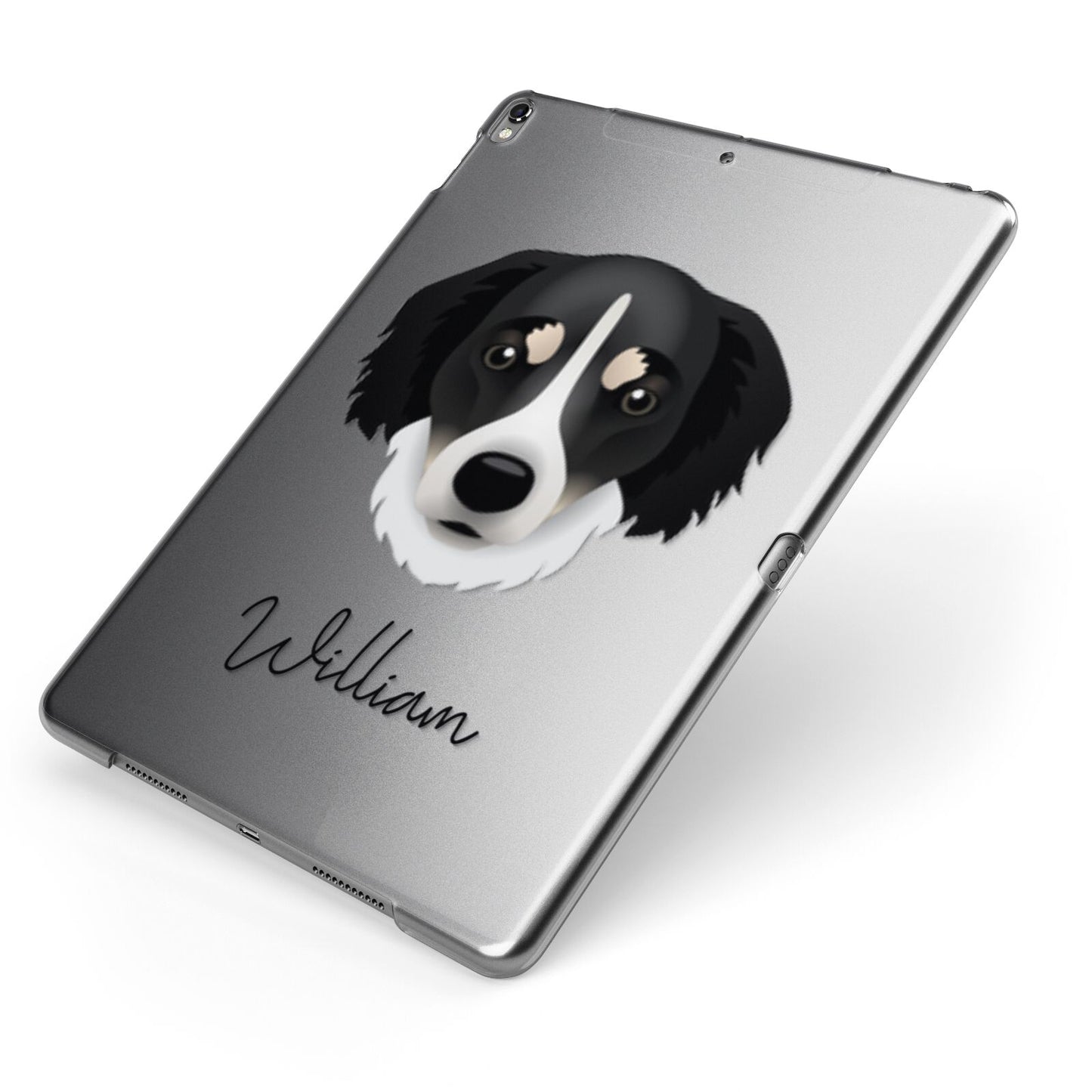 Siberian Cocker Personalised Apple iPad Case on Grey iPad Side View