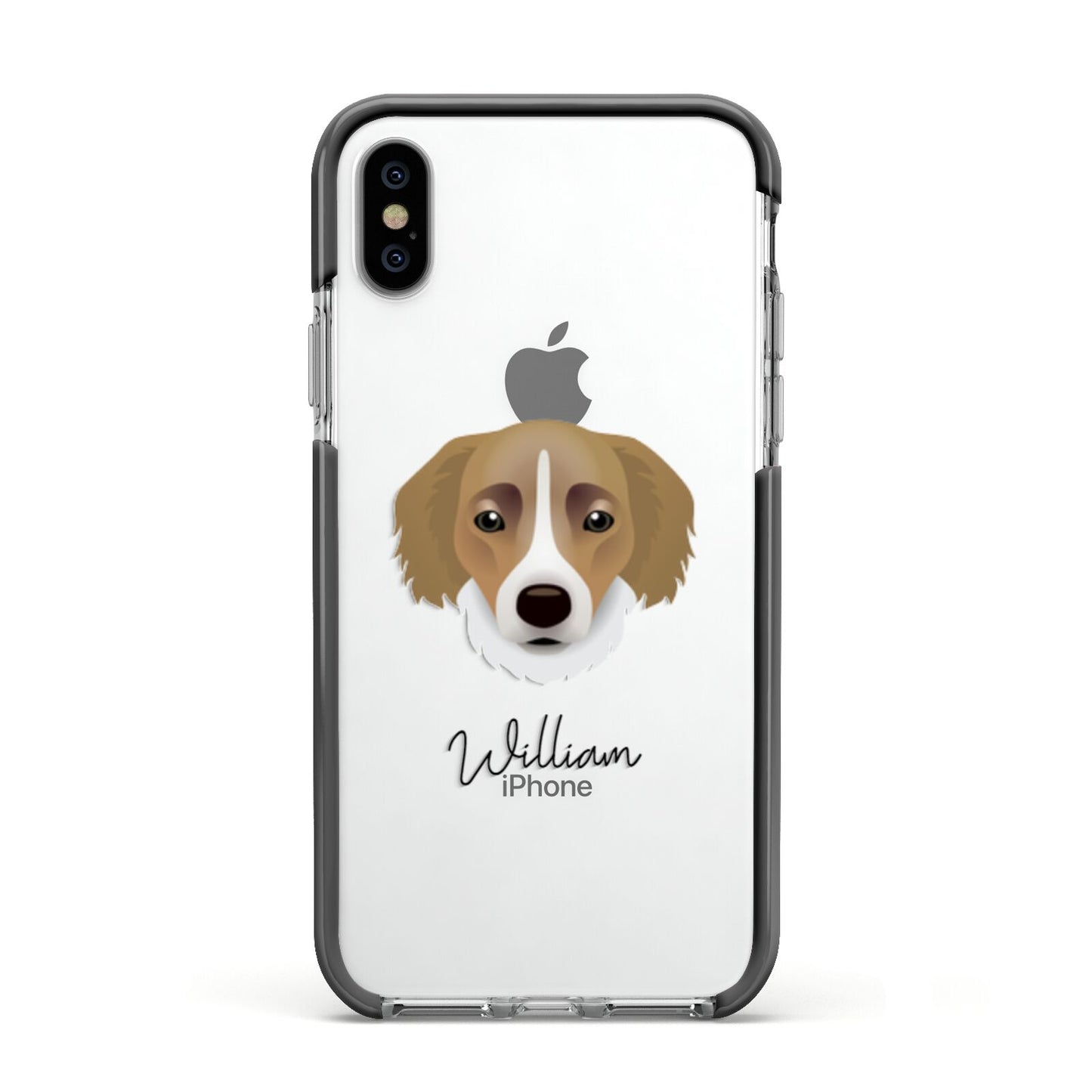 Siberian Cocker Personalised Apple iPhone Xs Impact Case Black Edge on Silver Phone