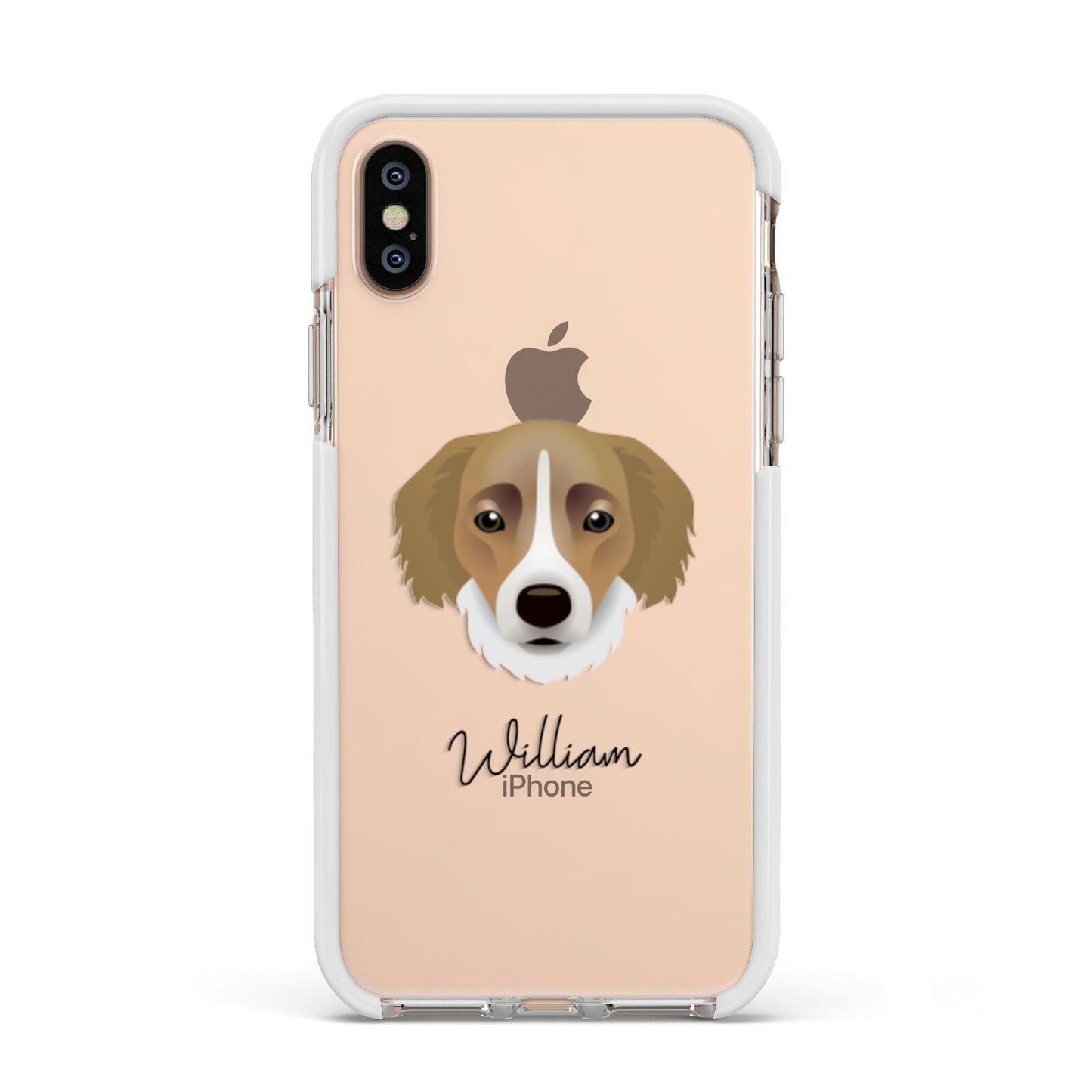 Siberian Cocker Personalised Apple iPhone Xs Impact Case White Edge on Gold Phone