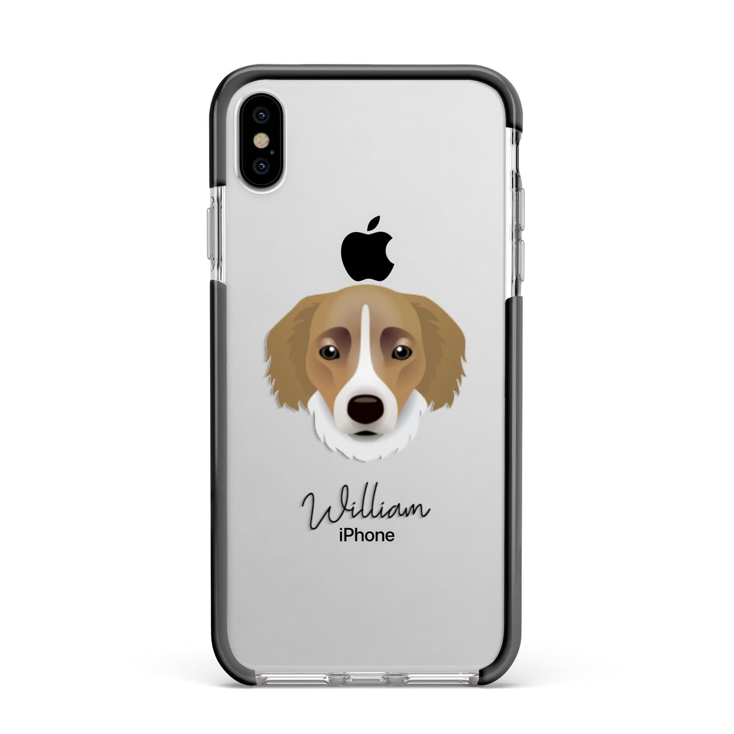 Siberian Cocker Personalised Apple iPhone Xs Max Impact Case Black Edge on Silver Phone