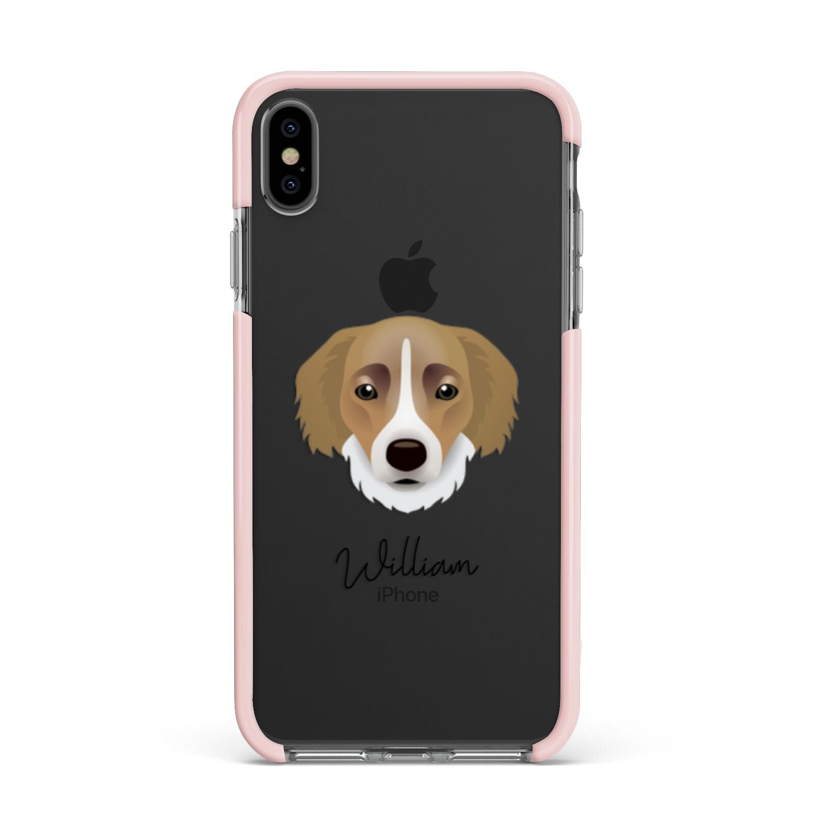 Siberian Cocker Personalised Apple iPhone Xs Max Impact Case Pink Edge on Black Phone