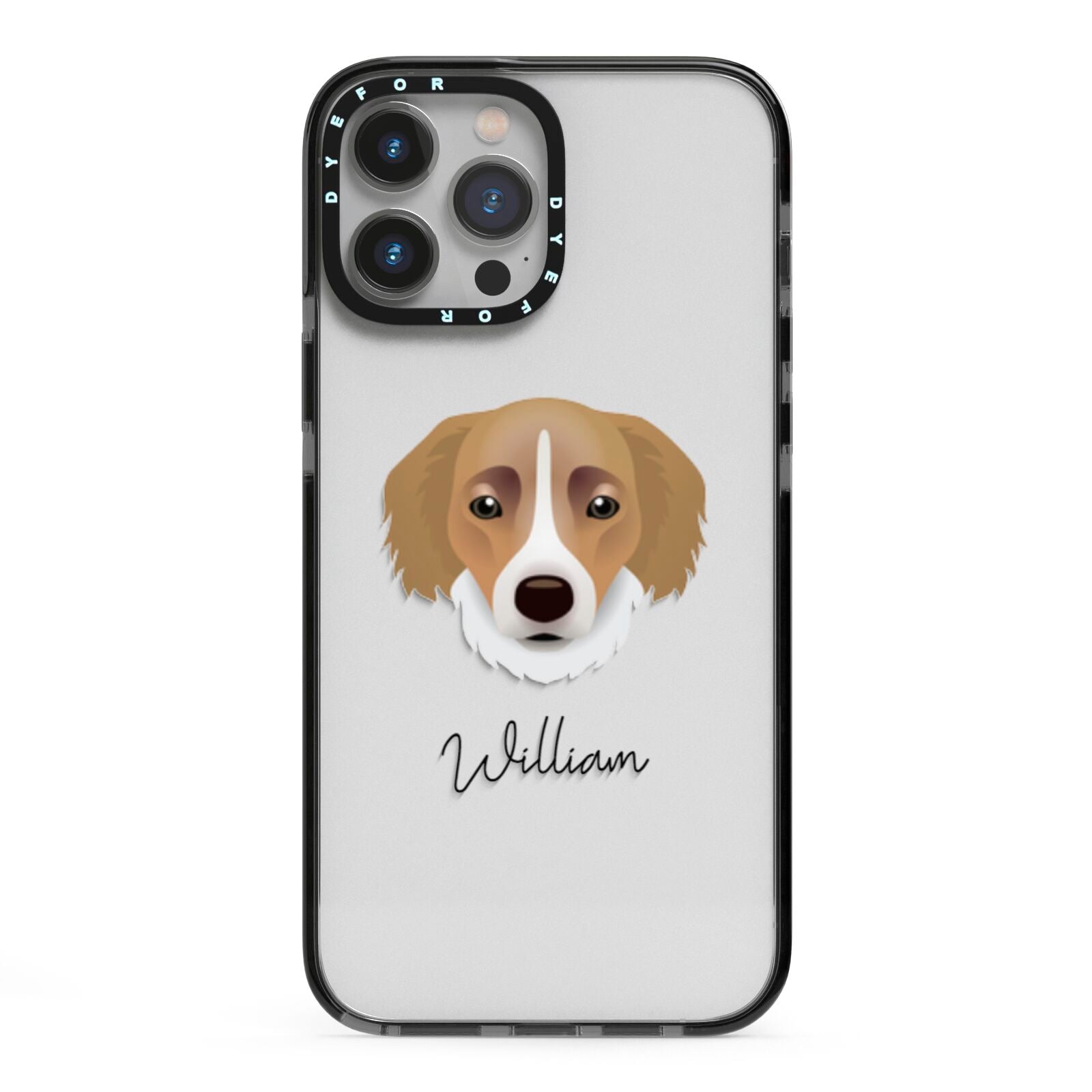 Siberian Cocker Personalised iPhone 13 Pro Max Black Impact Case on Silver phone