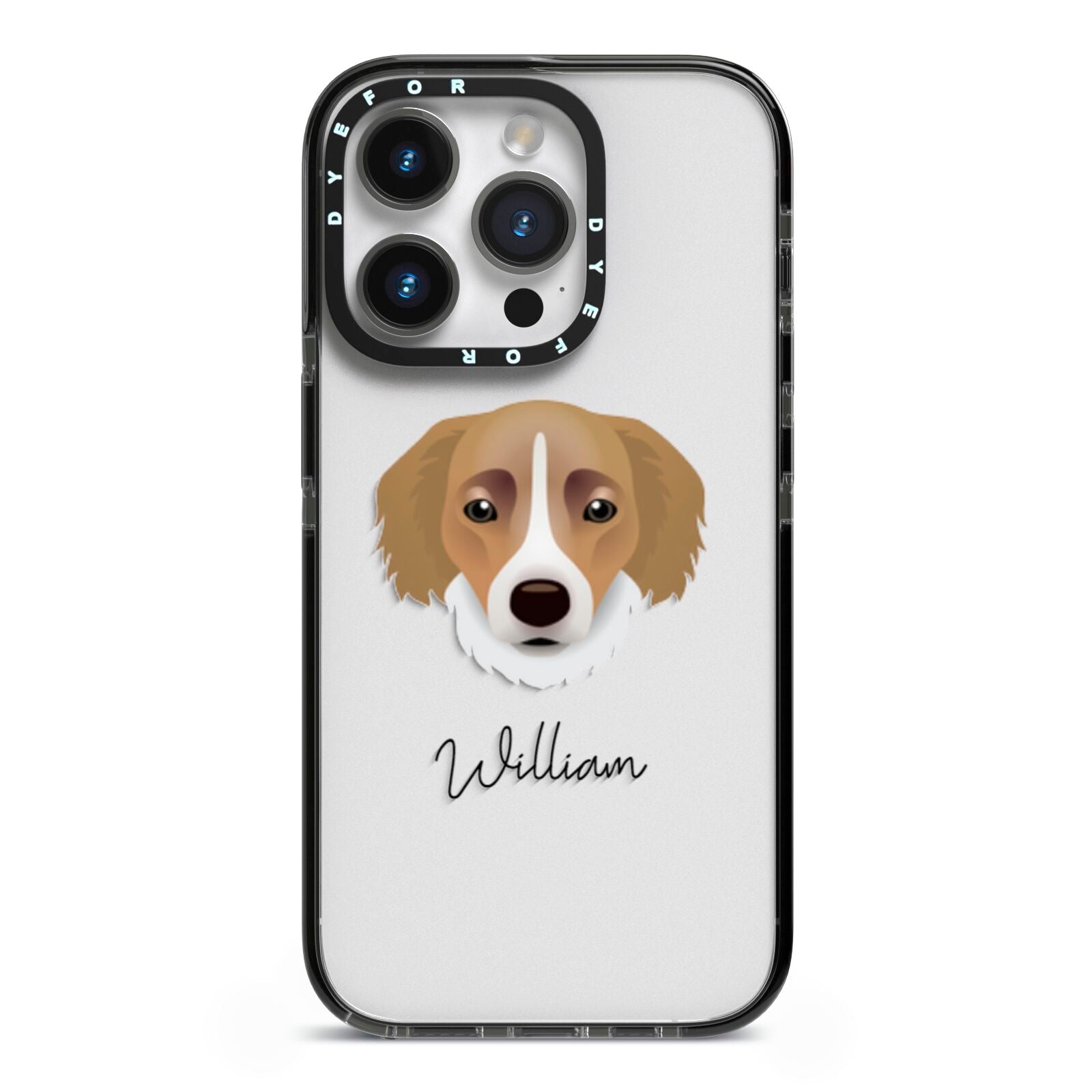 Siberian Cocker Personalised iPhone 14 Pro Black Impact Case on Silver phone