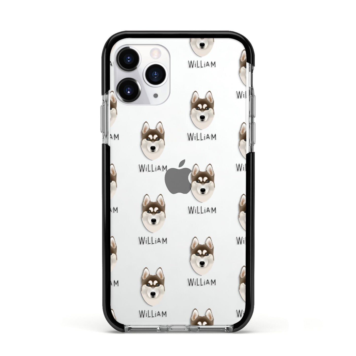 Siberian Husky Icon with Name Apple iPhone 11 Pro in Silver with Black Impact Case