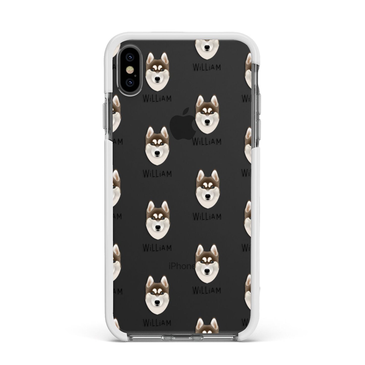 Siberian Husky Icon with Name Apple iPhone Xs Max Impact Case White Edge on Black Phone