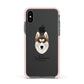 Siberian Husky Personalised Apple iPhone Xs Impact Case Pink Edge on Black Phone