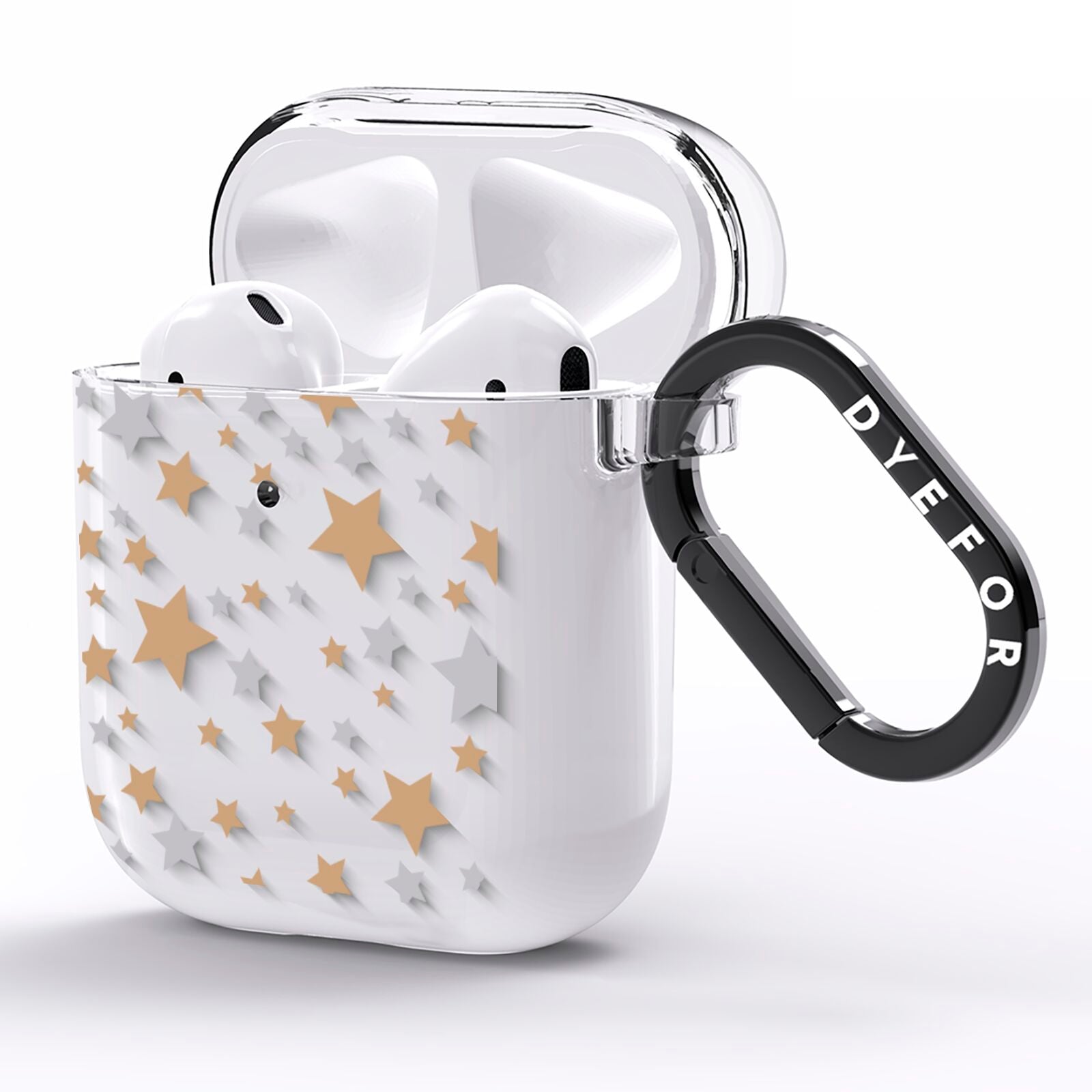 Silver Gold Stars AirPods Clear Case Side Image