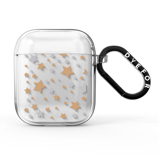 Silver Gold Stars AirPods Clear Case