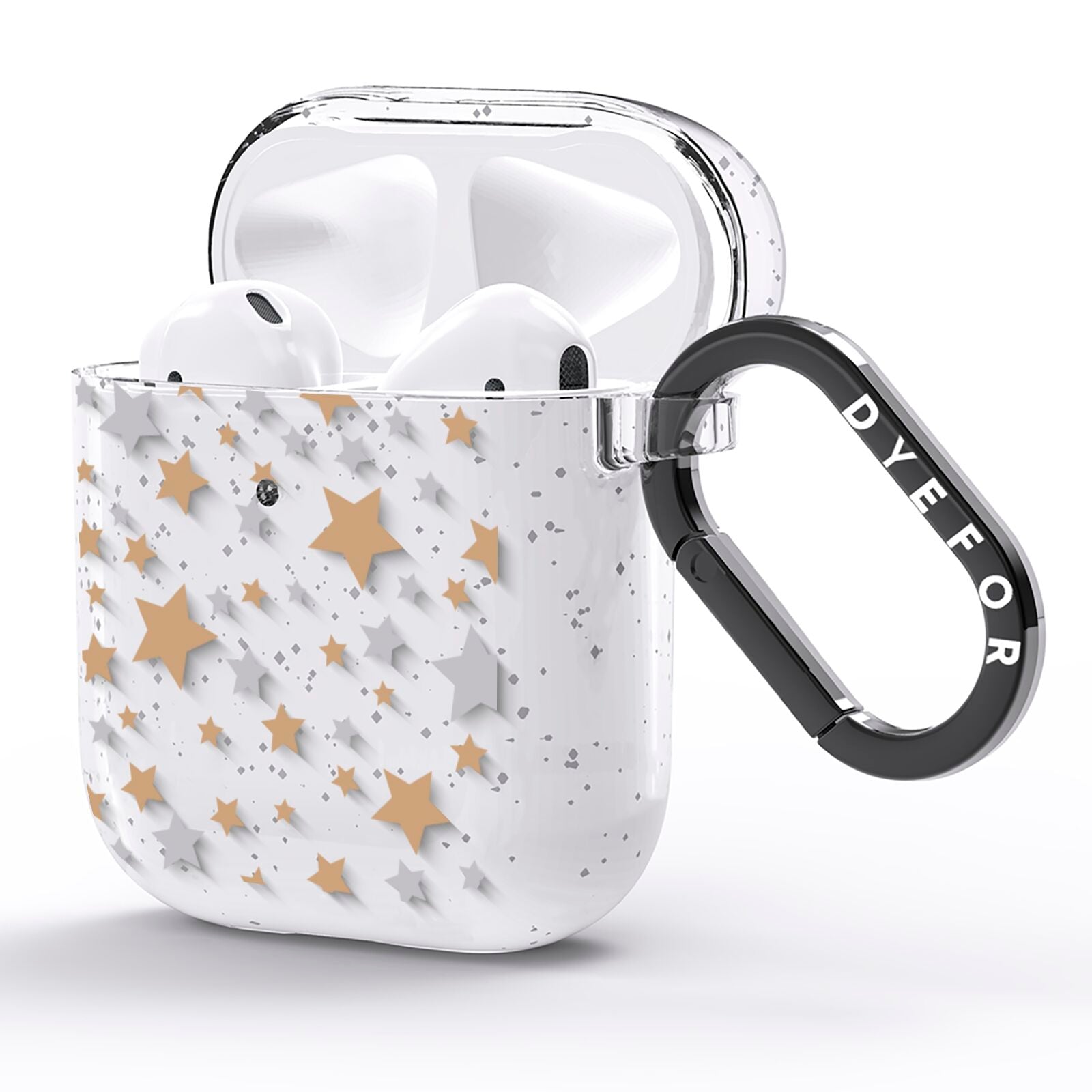 Silver Gold Stars AirPods Glitter Case Side Image