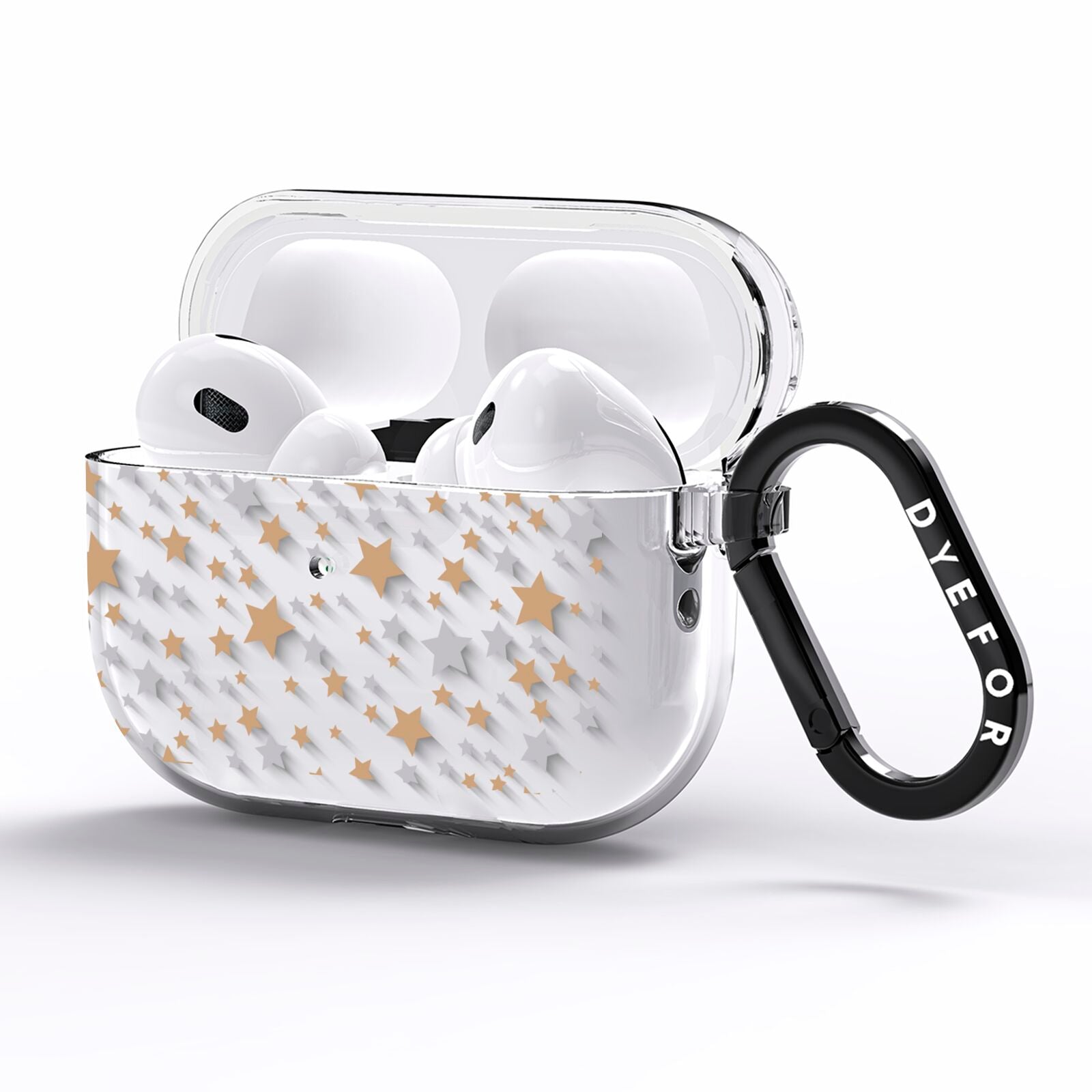 Silver Gold Stars AirPods Pro Clear Case Side Image