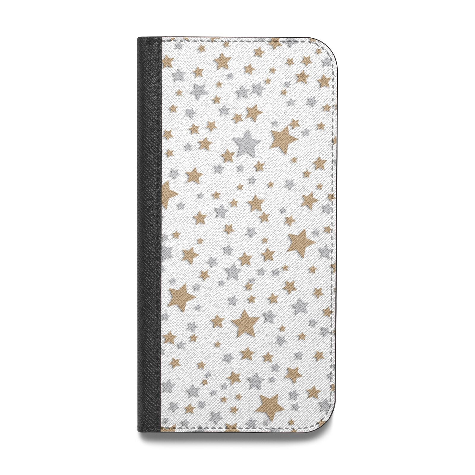 Silver Gold Stars Vegan Leather Flip iPhone Case