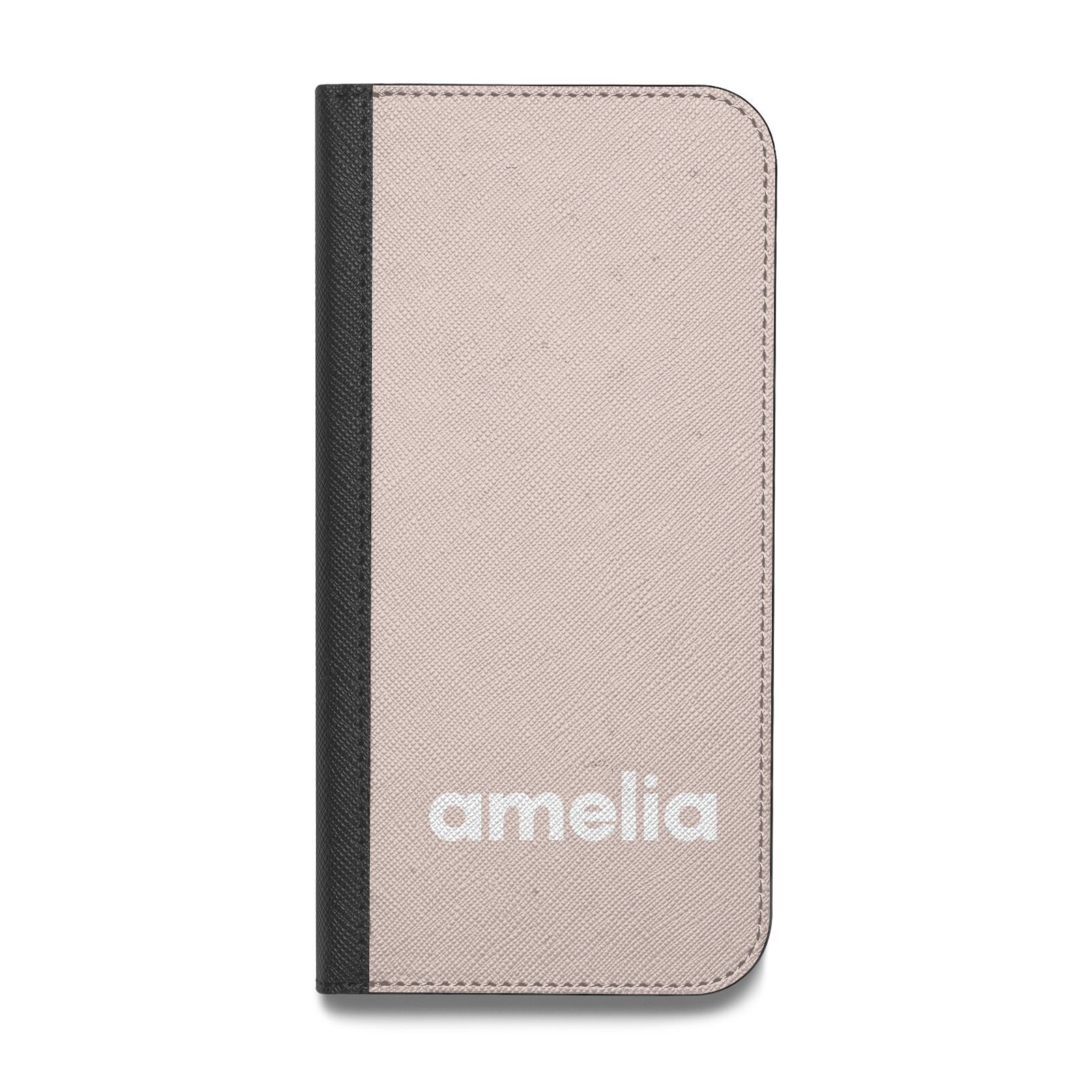 Simple Blush Pink with Name Vegan Leather Flip Samsung Case