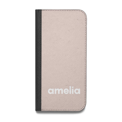 Simple Blush Pink with Name Vegan Leather Flip iPhone Case