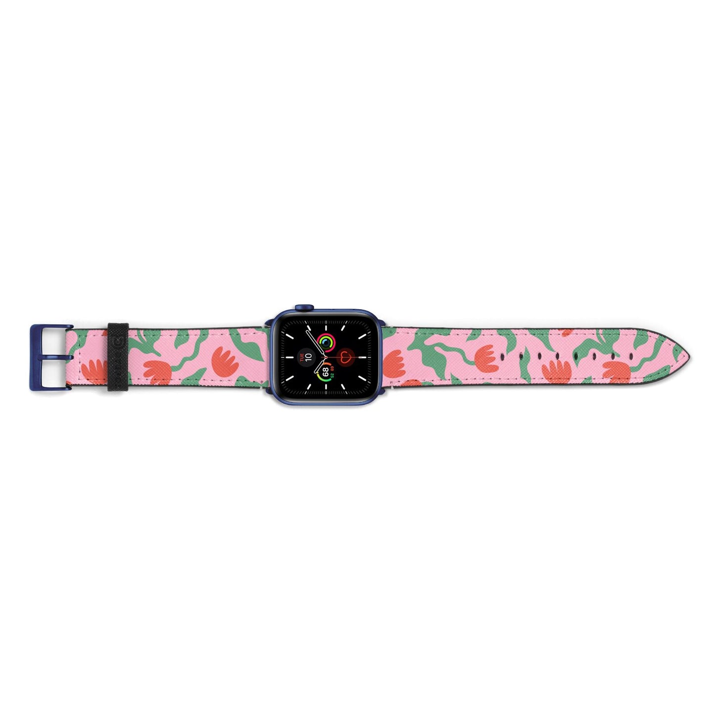 Simple Floral Apple Watch Strap Landscape Image Blue Hardware