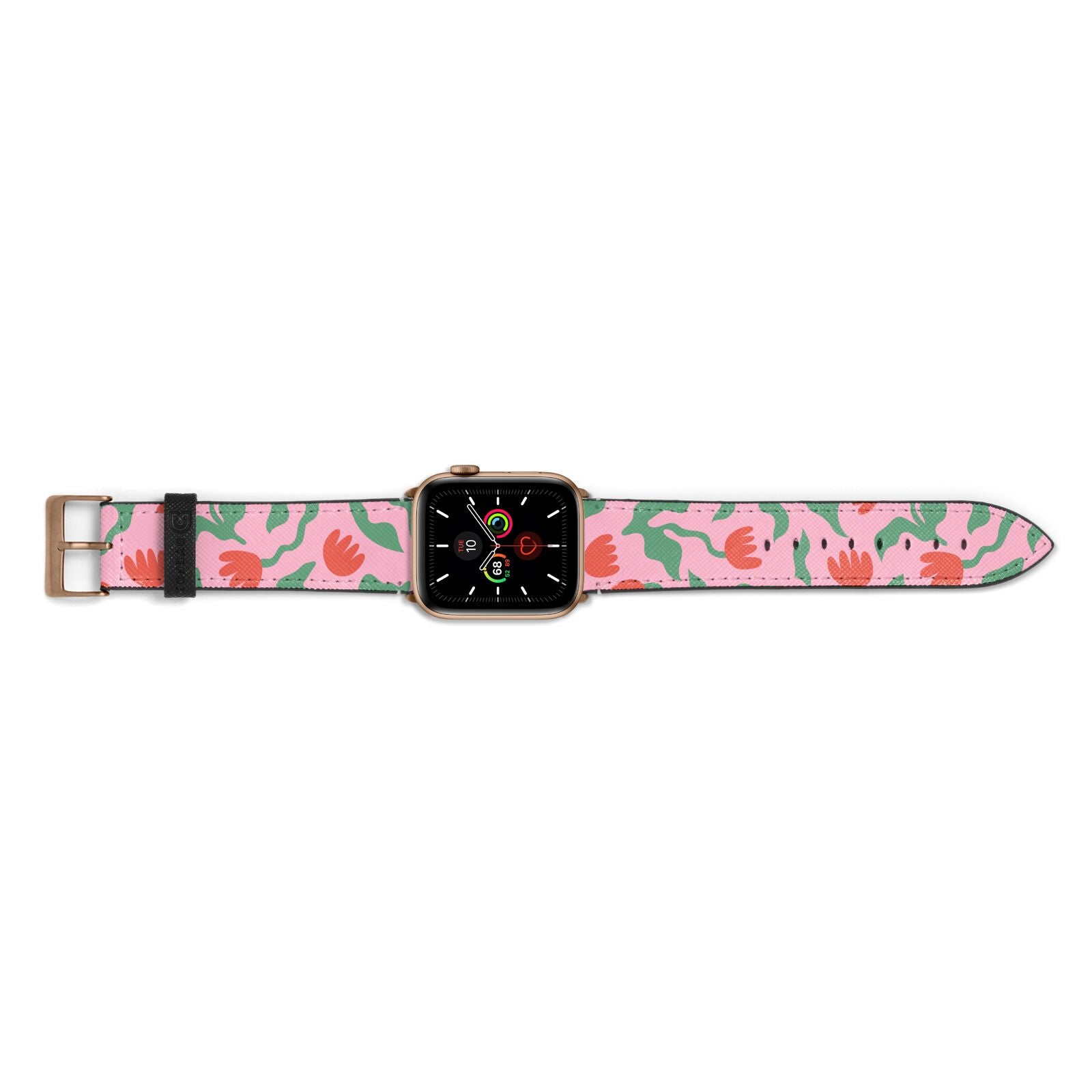 Simple Floral Apple Watch Strap Landscape Image Gold Hardware