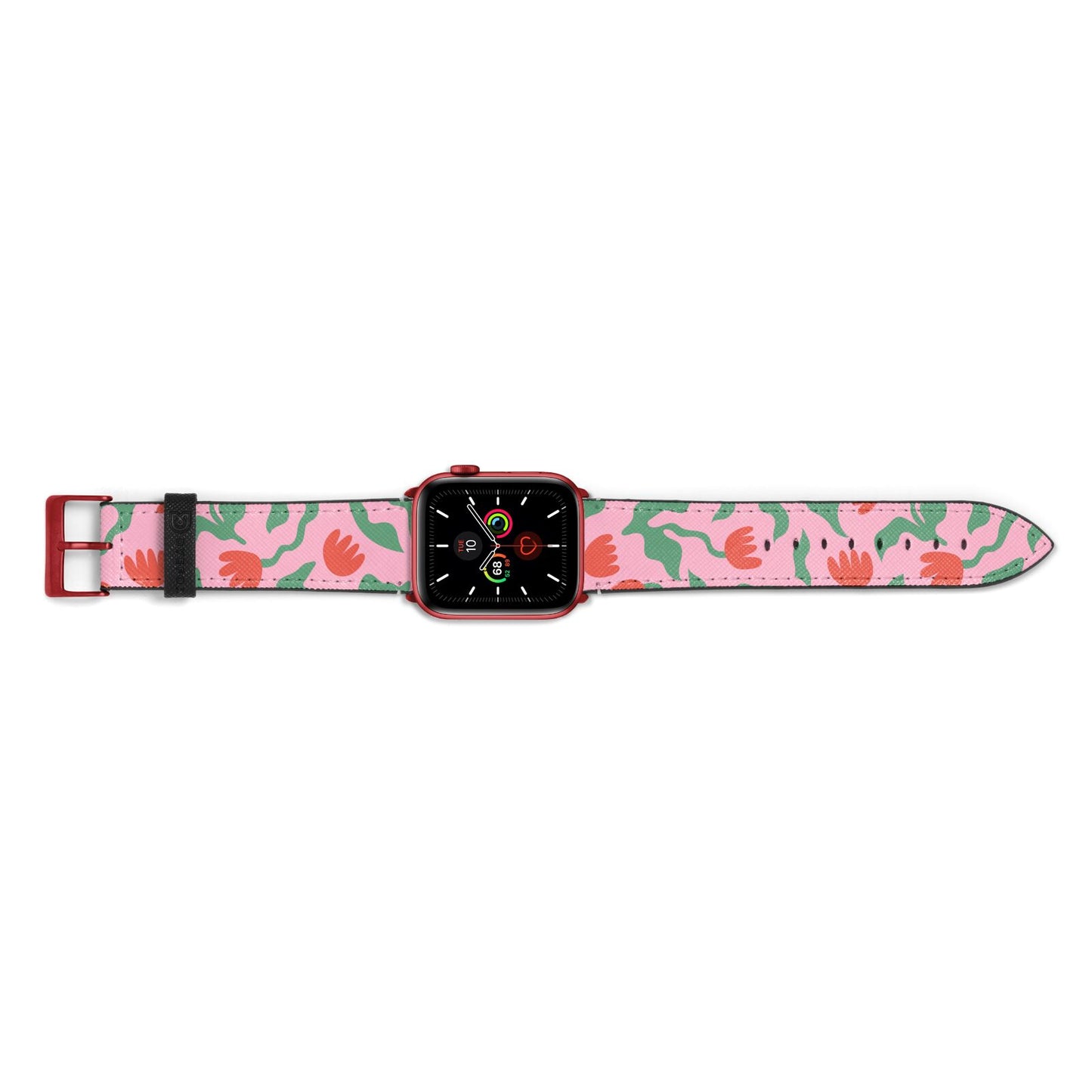 Simple Floral Apple Watch Strap Landscape Image Red Hardware