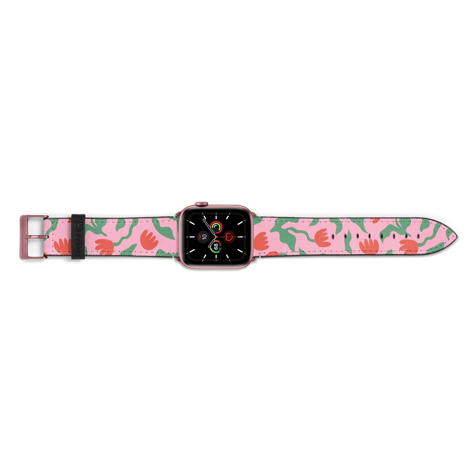 Simple Floral Apple Watch Strap Landscape Image Rose Gold Hardware