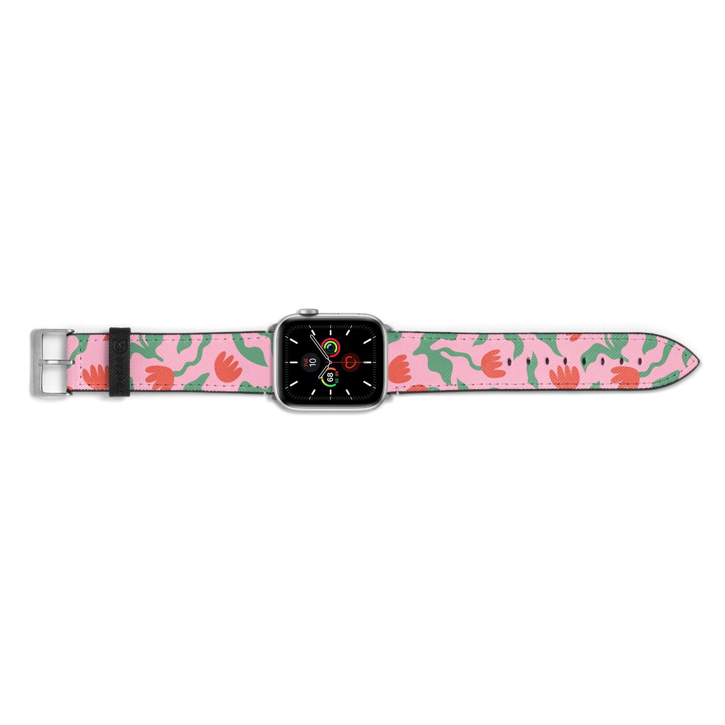 Simple Floral Apple Watch Strap Landscape Image Silver Hardware