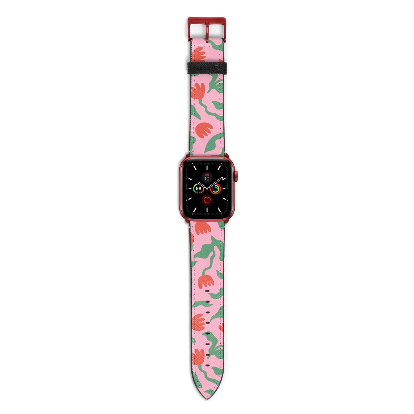 Simple Floral Apple Watch Strap with Red Hardware