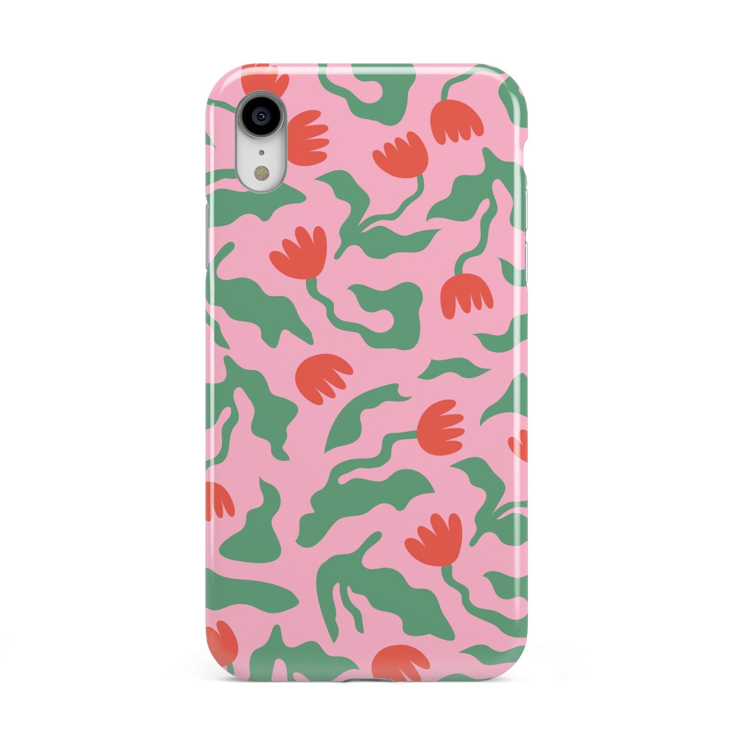 Simple Floral Apple iPhone XR White 3D Tough Case