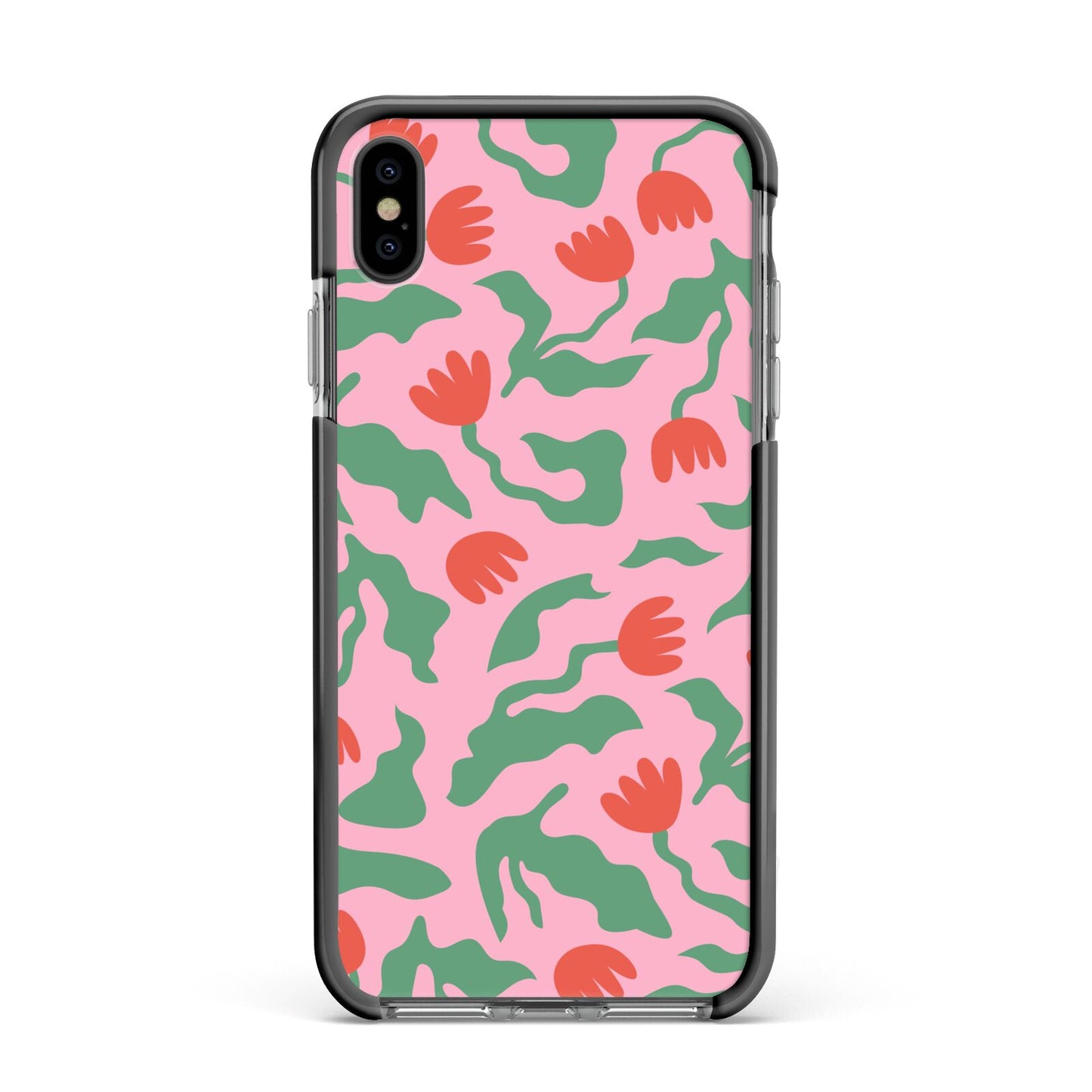 Simple Floral Apple iPhone Xs Max Impact Case Black Edge on Black Phone