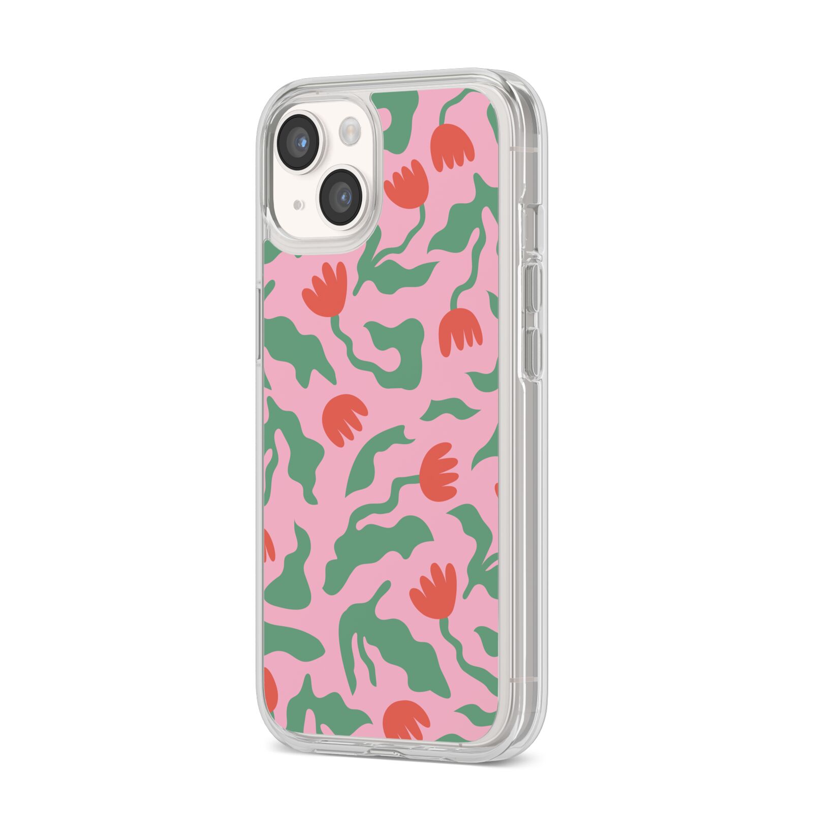 Simple Floral iPhone 14 Clear Tough Case Starlight Angled Image