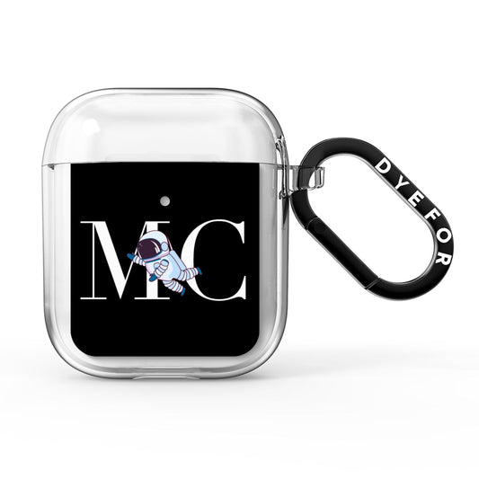 Simple Personalised Astronaut with Initials AirPods Clear Case