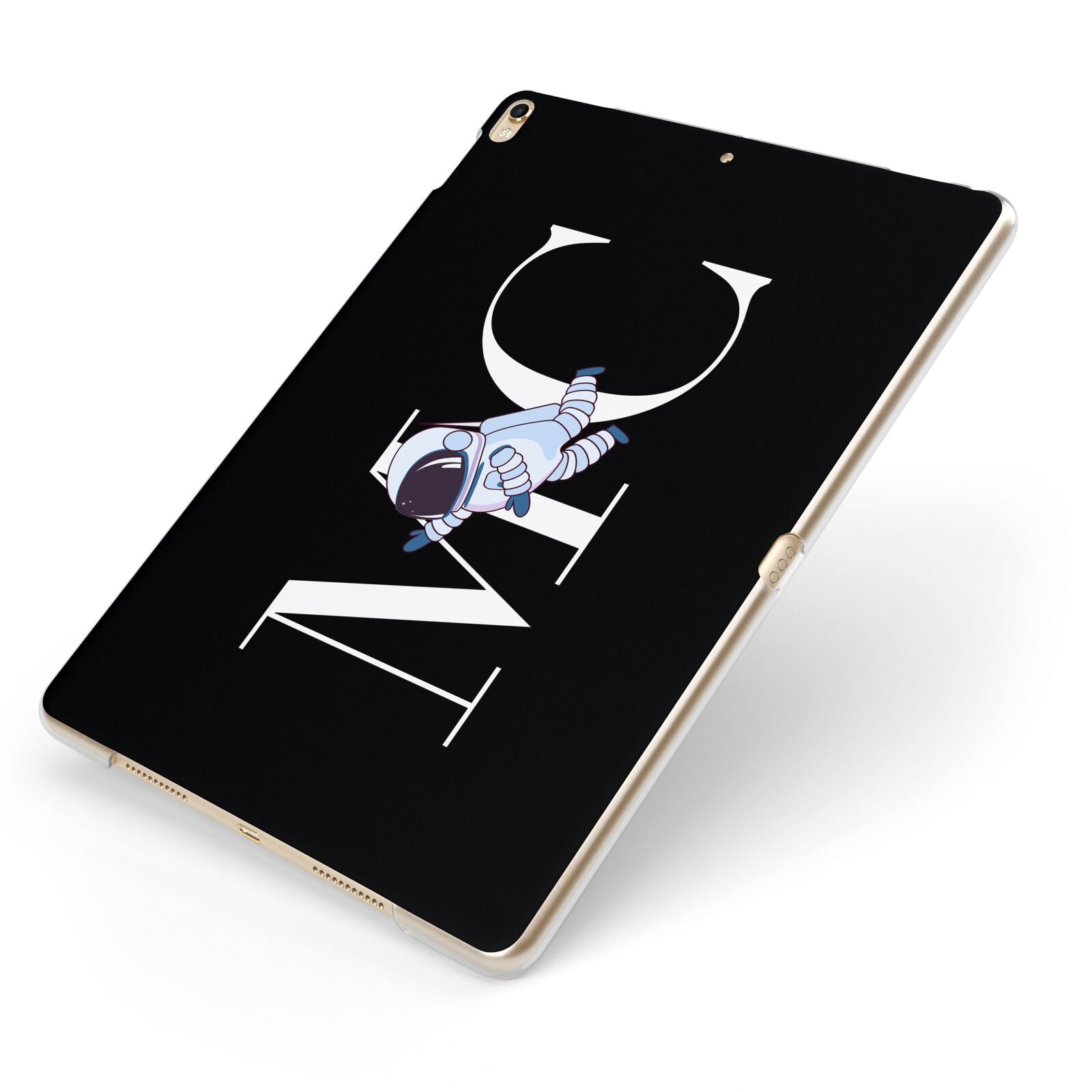 Simple Personalised Astronaut with Initials Apple iPad Case on Gold iPad Side View