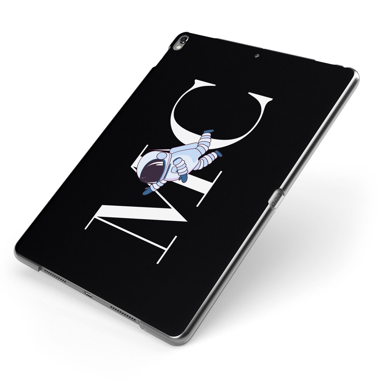 Simple Personalised Astronaut with Initials Apple iPad Case on Grey iPad Side View