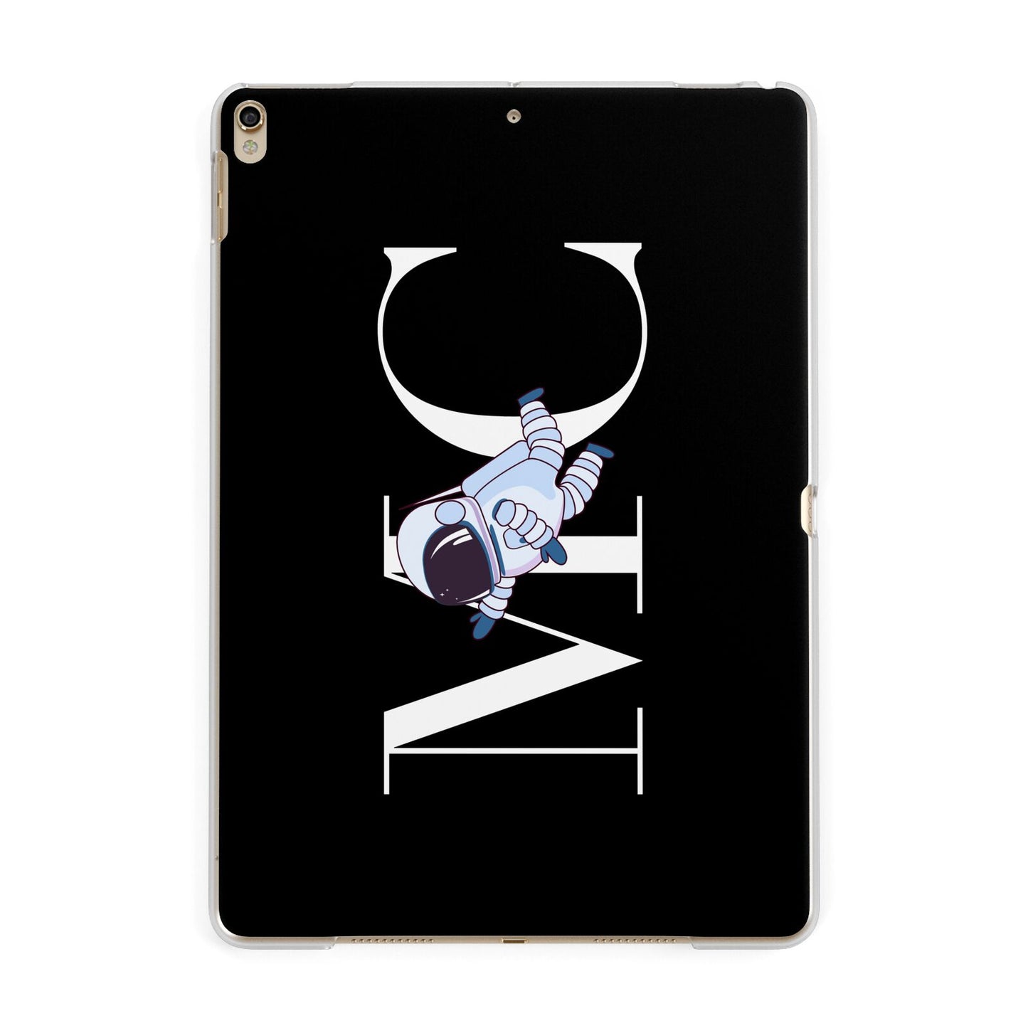 Simple Personalised Astronaut with Initials Apple iPad Gold Case