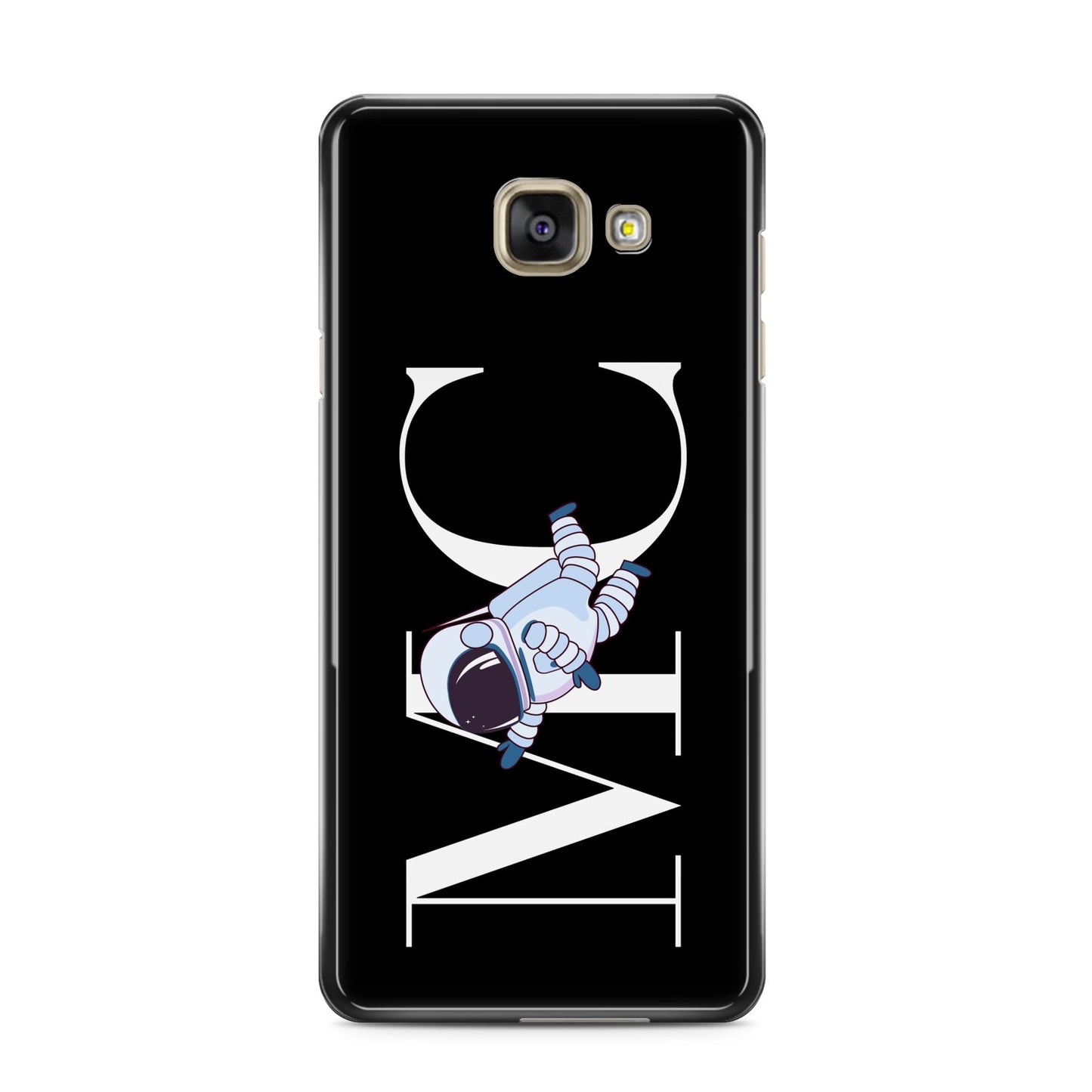 Simple Personalised Astronaut with Initials Samsung Galaxy A3 2016 Case on gold phone