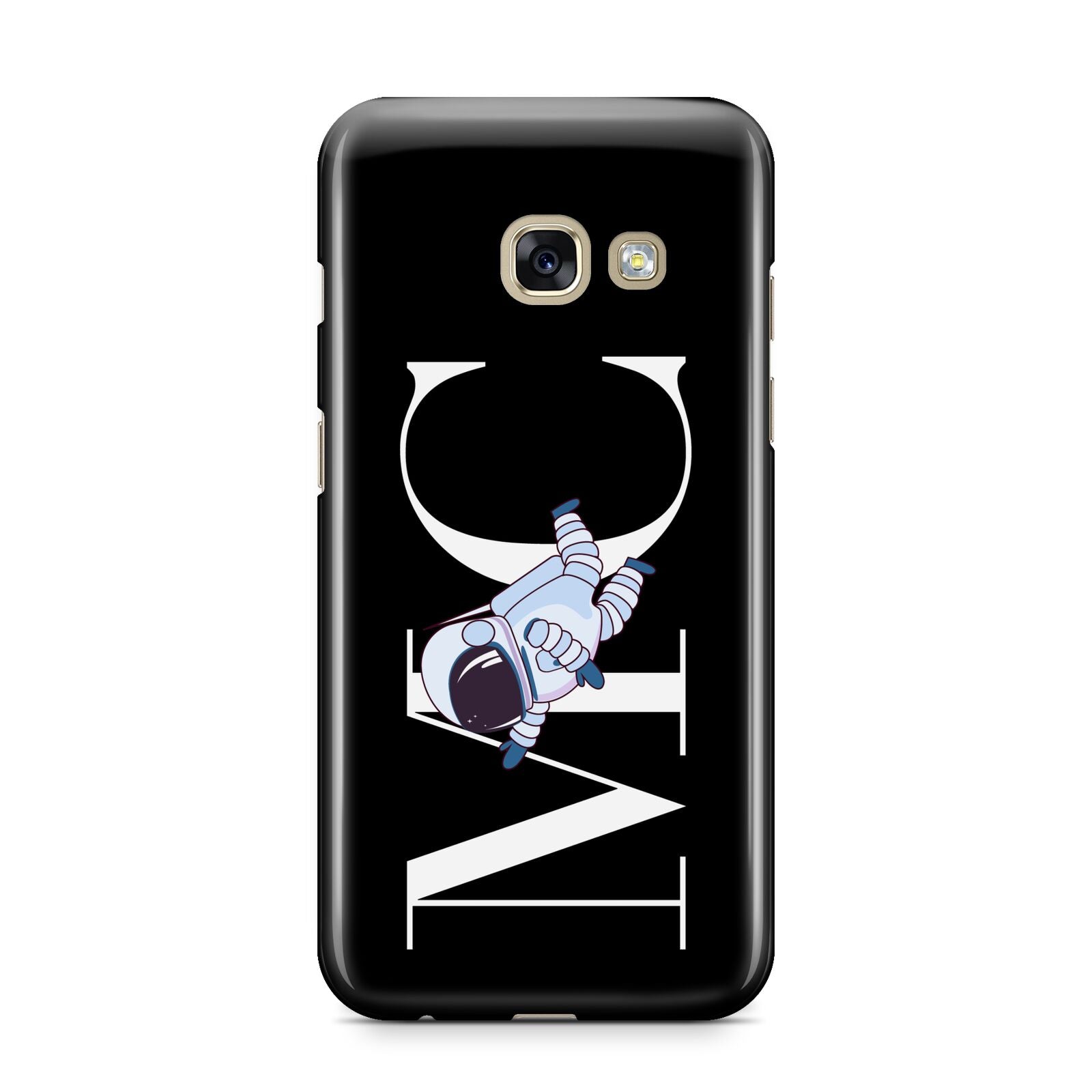 Simple Personalised Astronaut with Initials Samsung Galaxy A3 2017 Case on gold phone