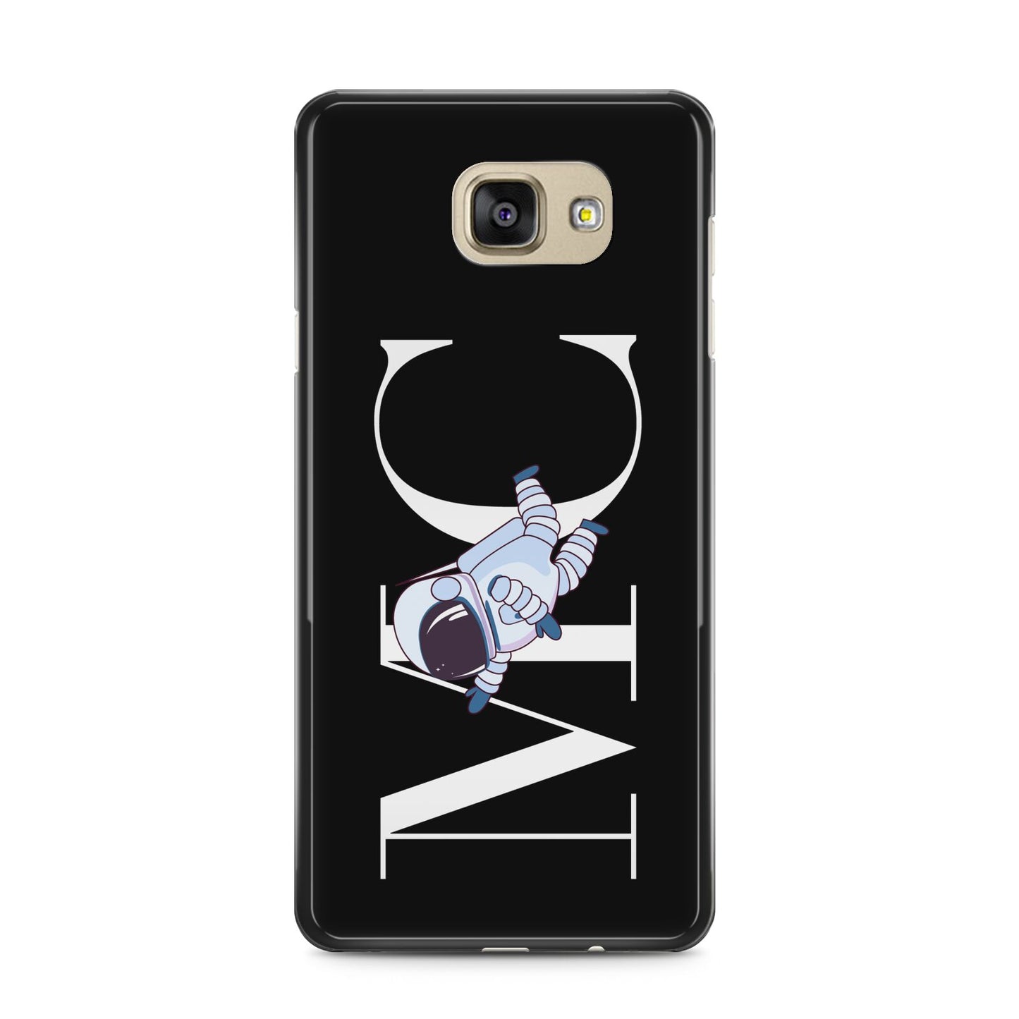 Simple Personalised Astronaut with Initials Samsung Galaxy A5 2016 Case on gold phone