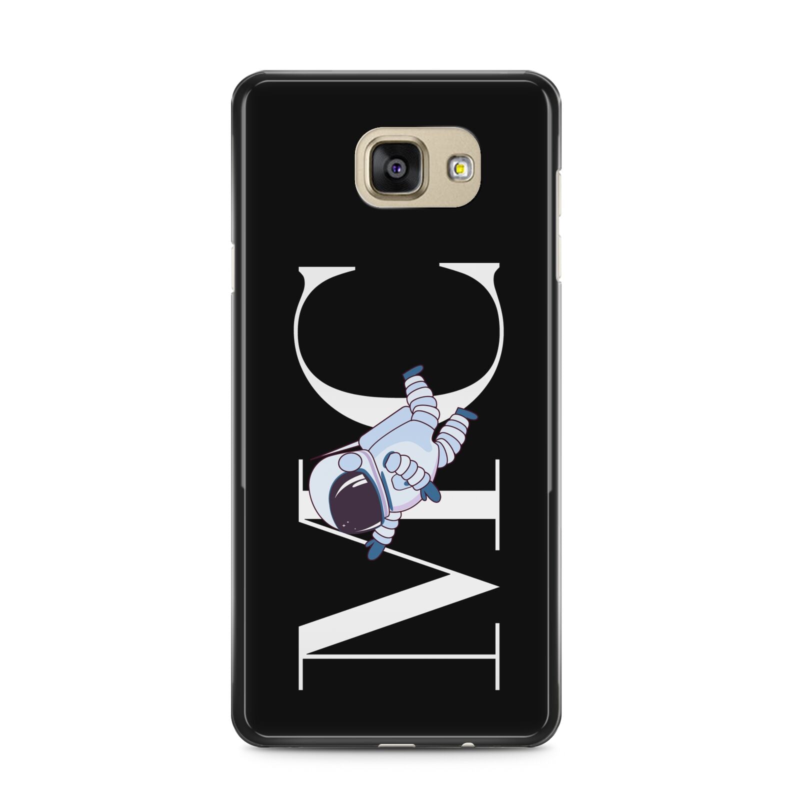 Simple Personalised Astronaut with Initials Samsung Galaxy A5 2016 Case on gold phone