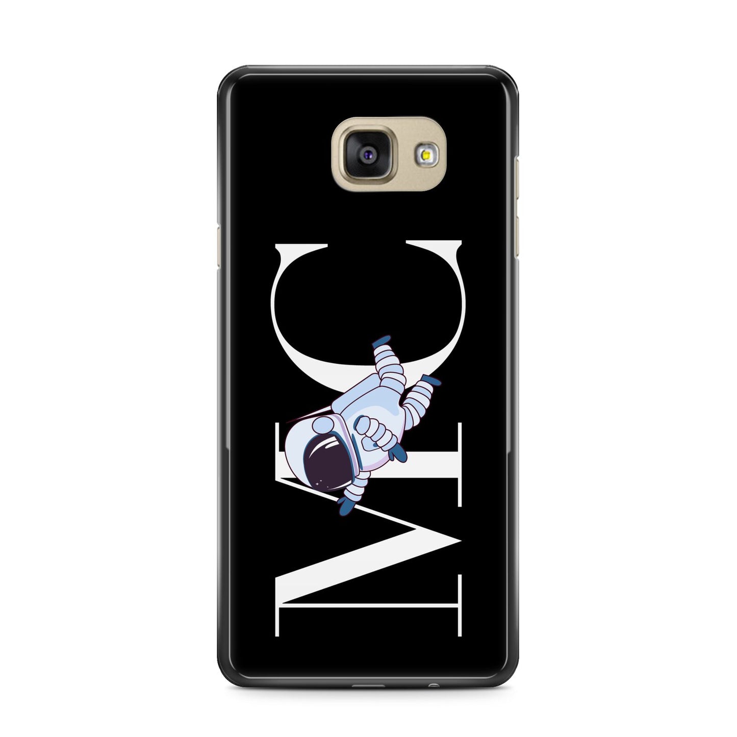 Simple Personalised Astronaut with Initials Samsung Galaxy A7 2016 Case on gold phone