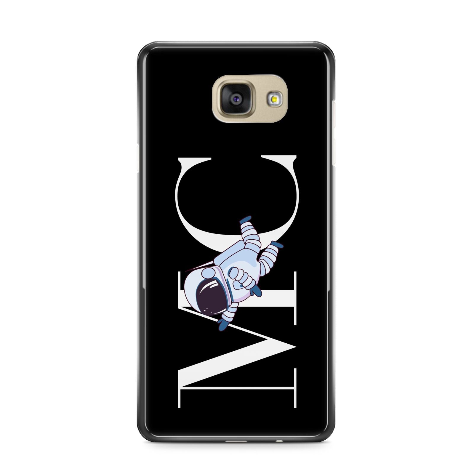 Simple Personalised Astronaut with Initials Samsung Galaxy A9 2016 Case on gold phone