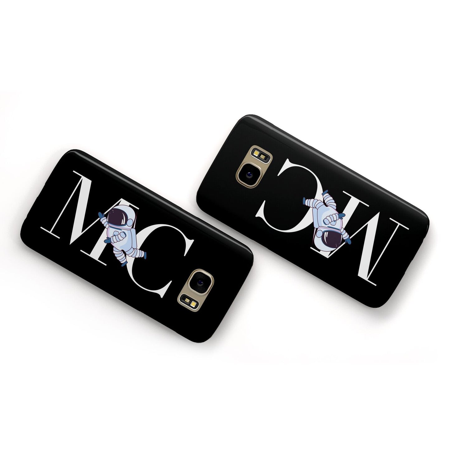 Simple Personalised Astronaut with Initials Samsung Galaxy Case Flat Overview