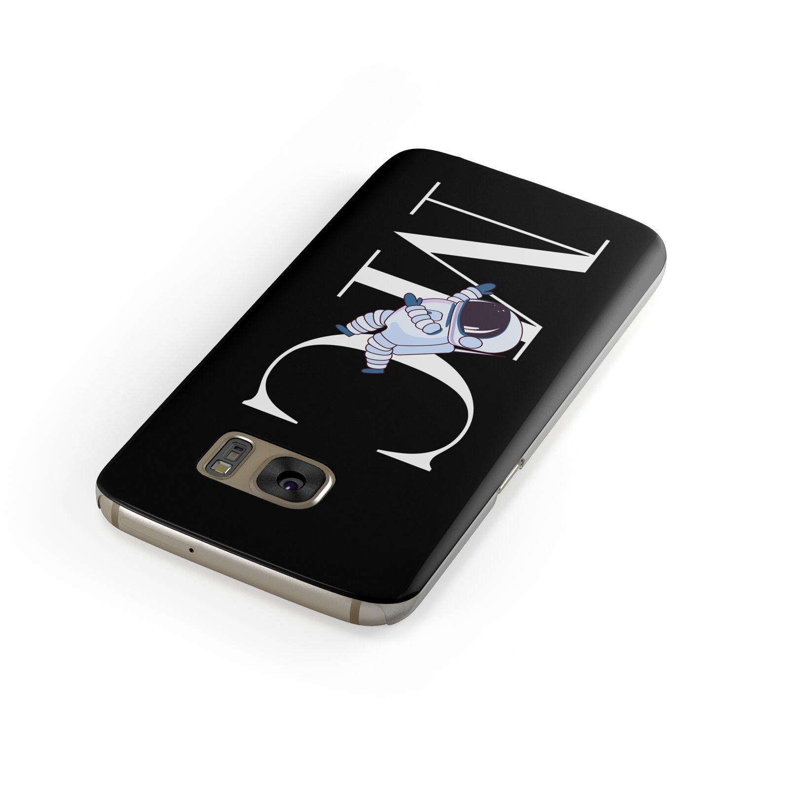 Simple Personalised Astronaut with Initials Samsung Galaxy Case Front Close Up